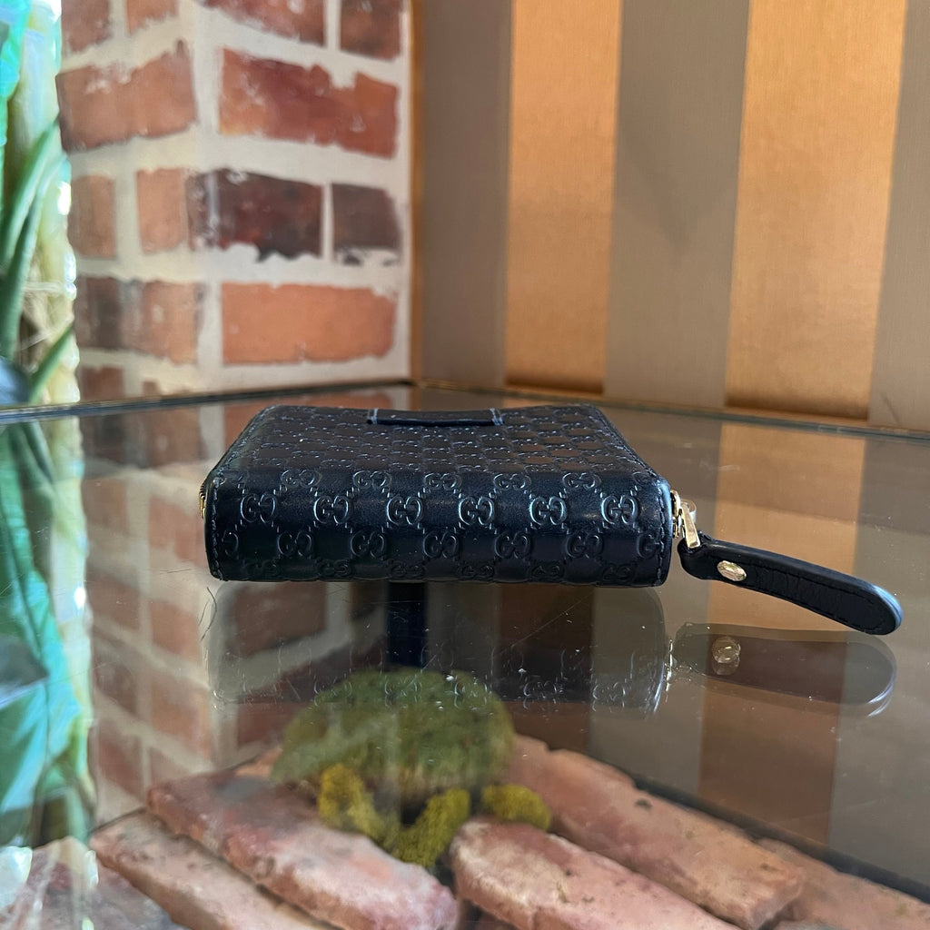 GUCCI Microguccissima Black Leather Compact Wallet