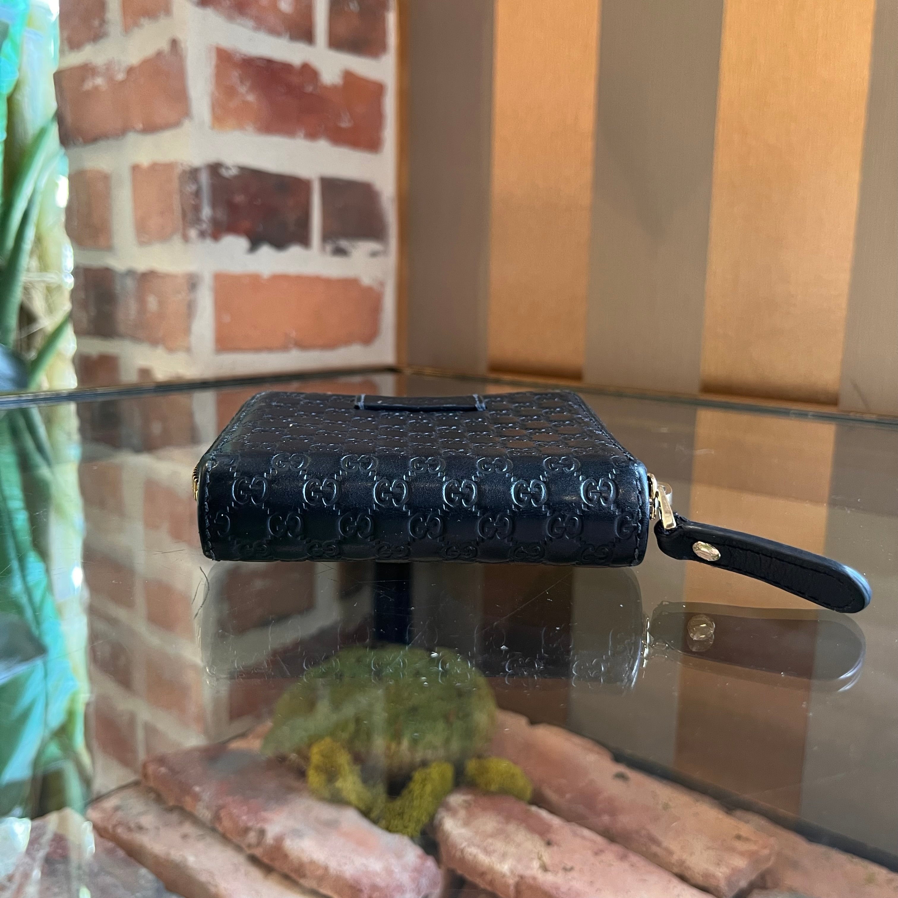 GUCCI Microguccissima Black Leather Compact Wallet