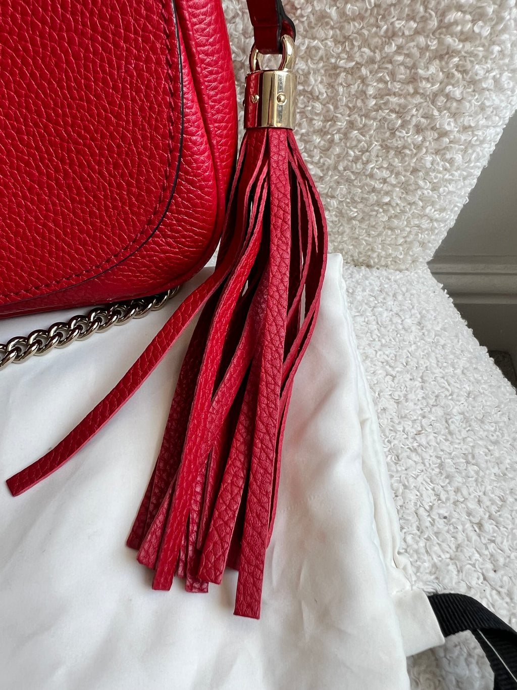Gucci Red Soho Chain Crossbody Flap Bag