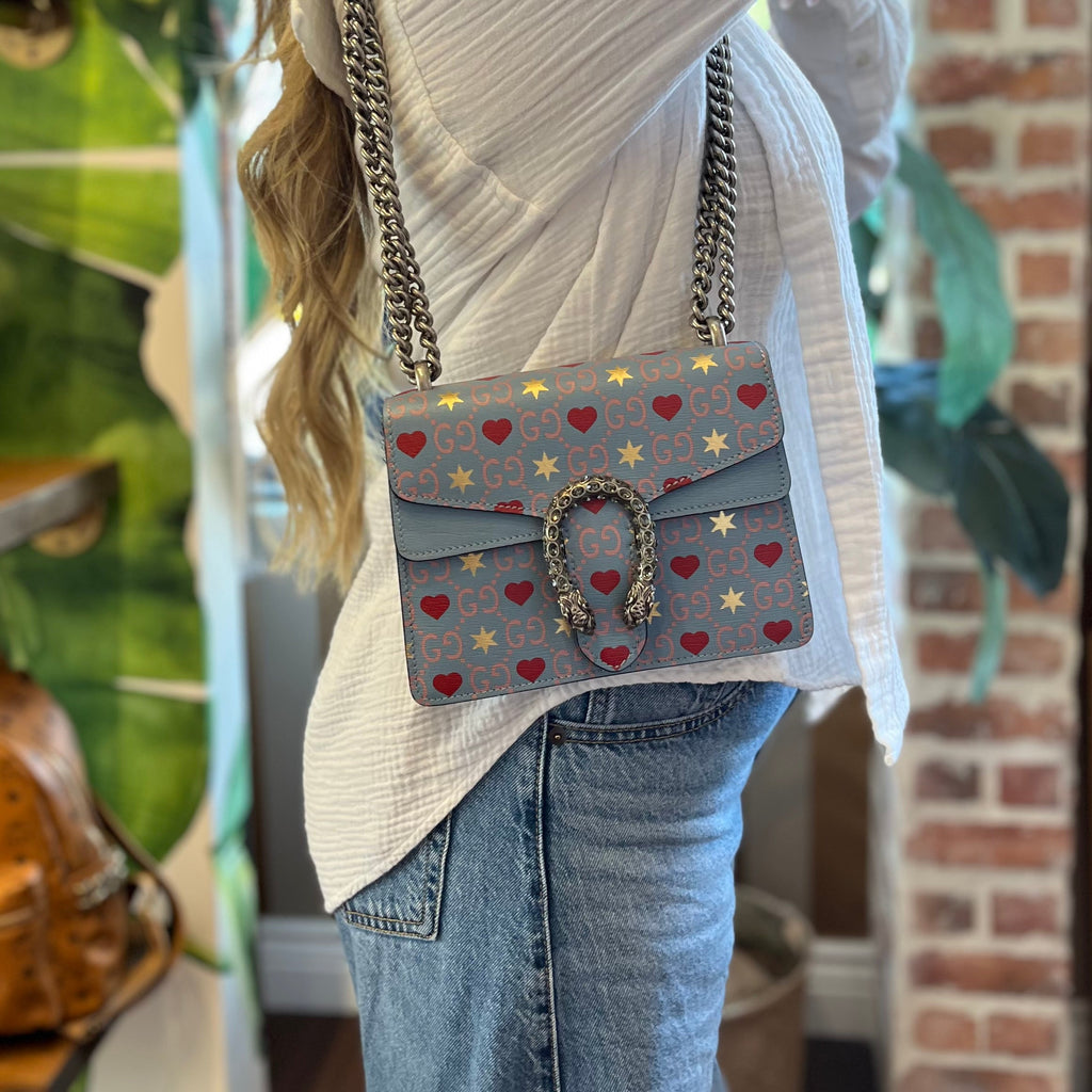GUCCI Dionysus Mini Valentine's Day Exclusive Blue Calfskin Shoulder Bag