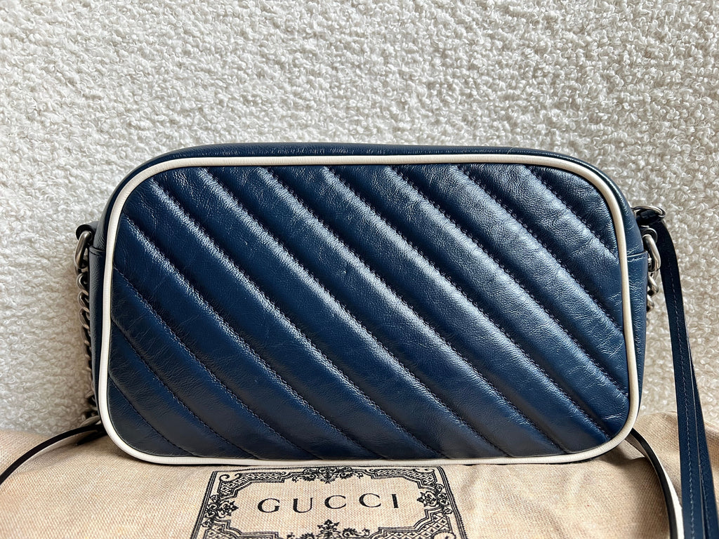 Gucci Torchon GG Navy Marmont Small Shoulder Bag