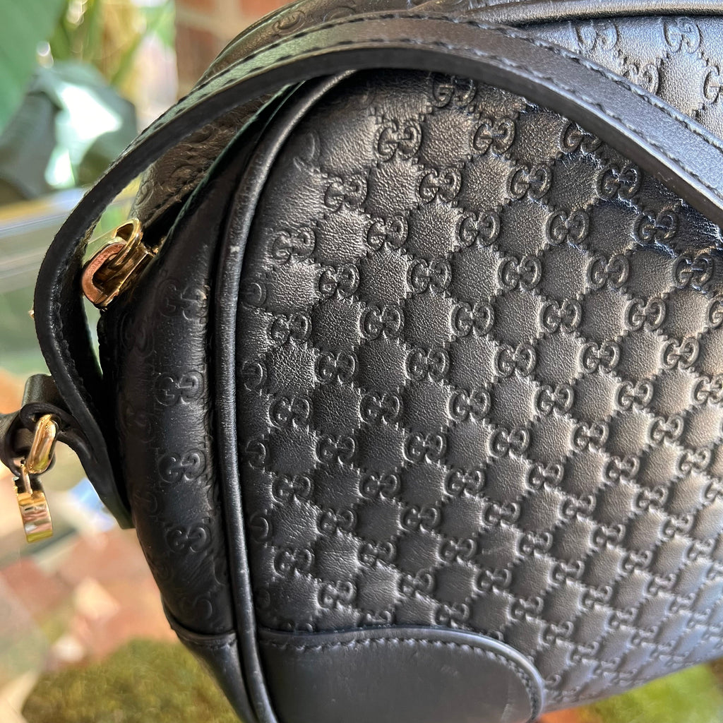 GUCCI Bree Black Guccissima Leather Crossbody Bag