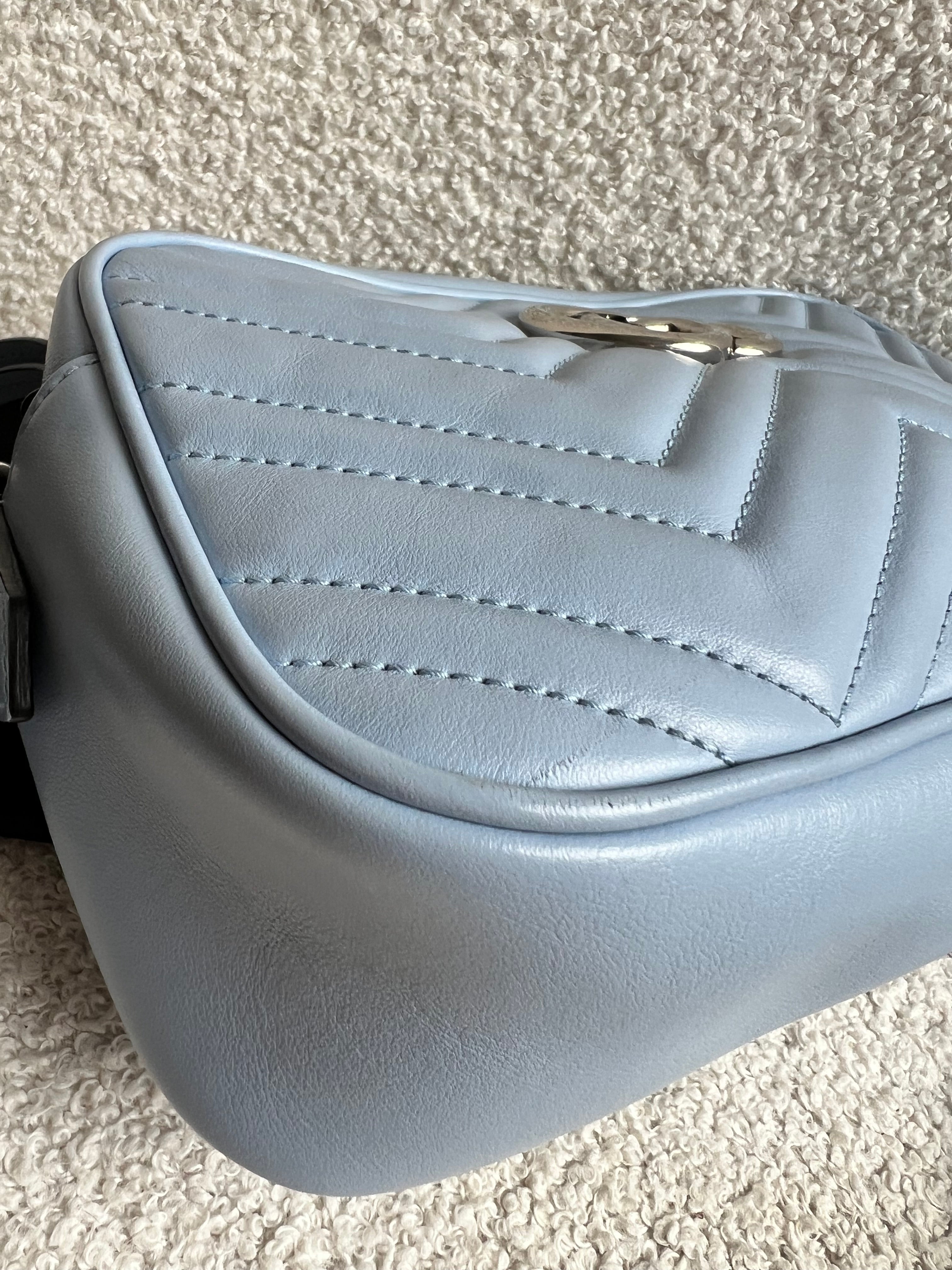 Gucci GG Pale Blue Marmont Small Shoulder Bag (RRP £1440)