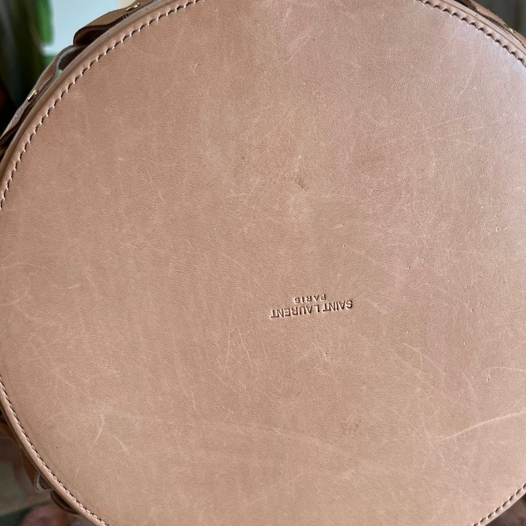 SAINT LAURENT Studded Seau Coeur Vegetable Tanned Calfskin Vintage Brown Bucket Bag