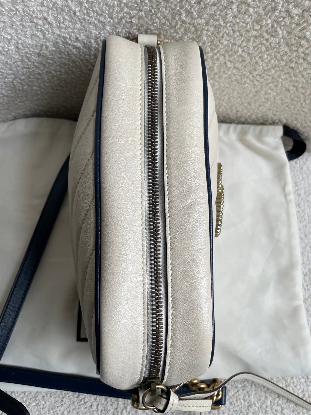 Gucci Torchon GG White Marmont Small Shoulder Bag
