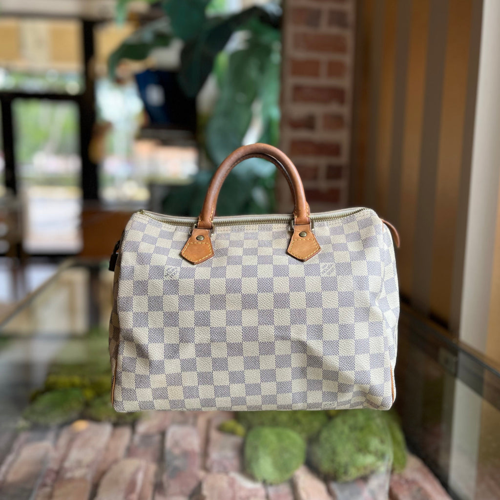 LOUIS VUITTON Speedy 30 Damier Azur Canvas Satchel