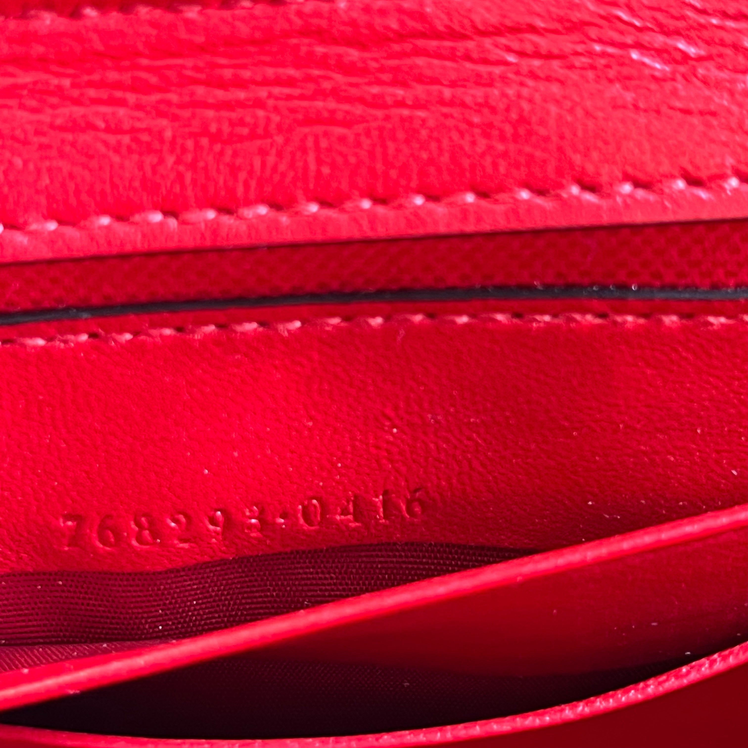 GUCCI GG Marmont Mini Red Matelassé Double G Studs Torchon Shoulder Bag