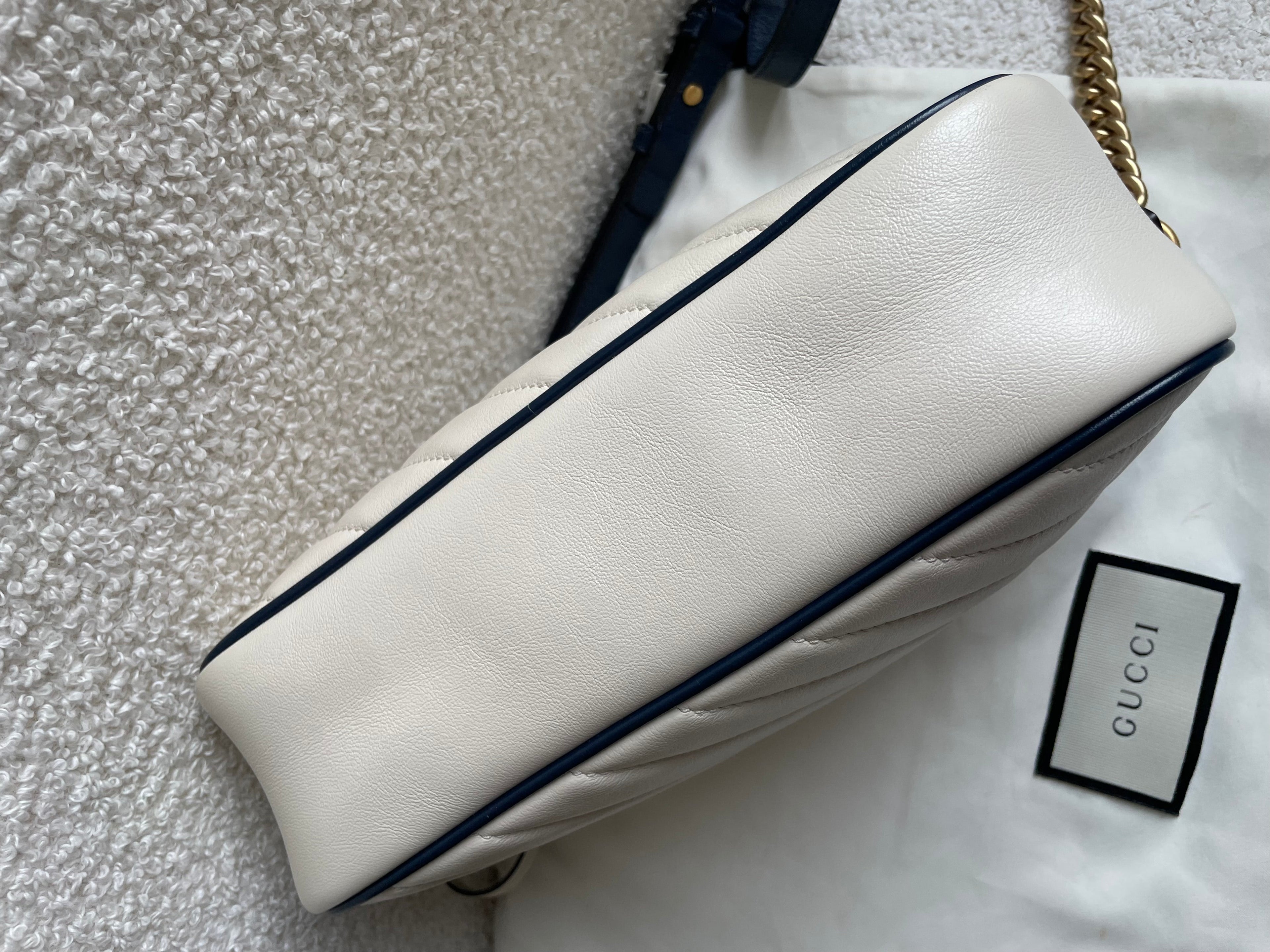 Gucci Torchon GG White Marmont Small Shoulder Bag