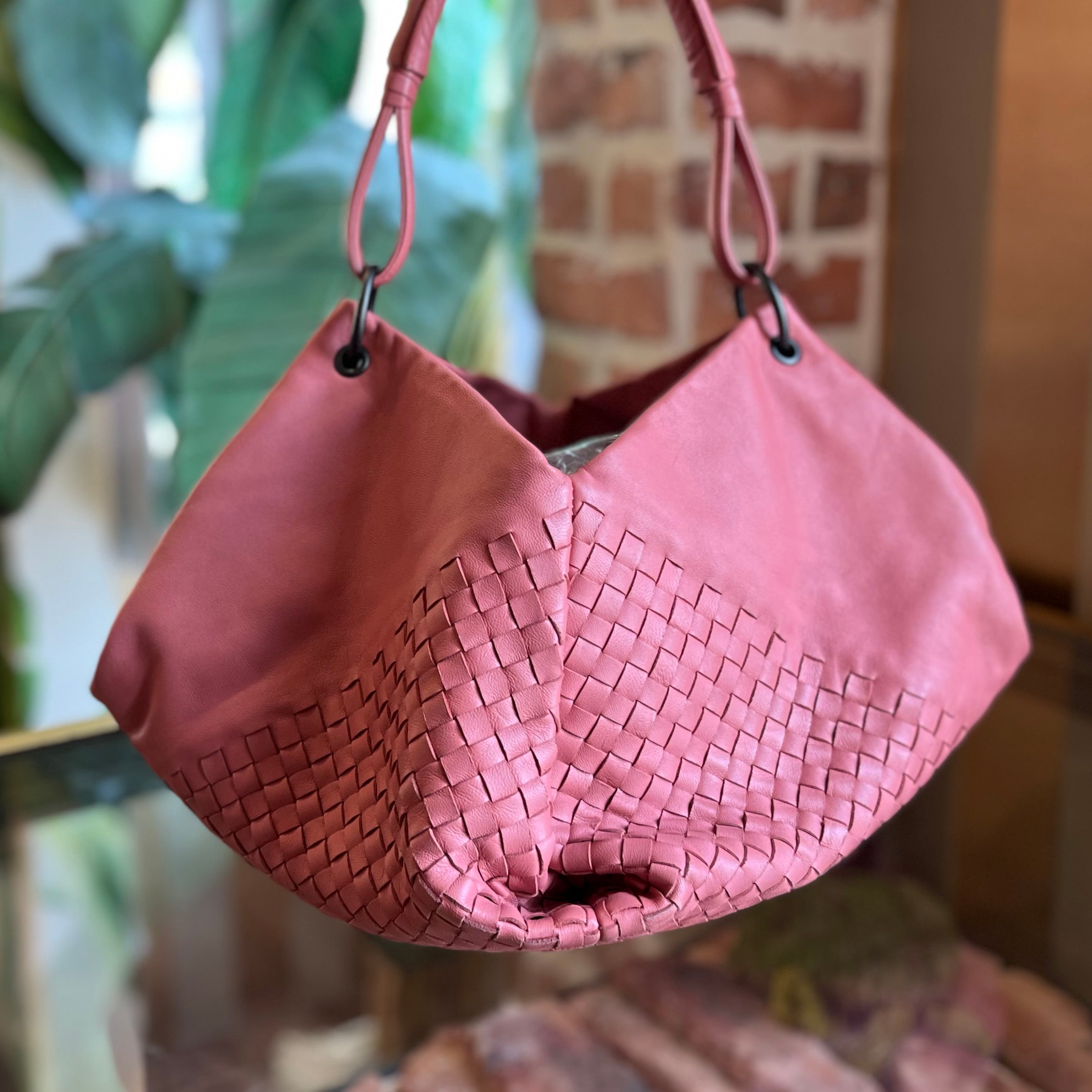BOTTEGA VENETA Fortune Cookie Aquilone Pink Intrecciato Nappa Leather Hobo Bag