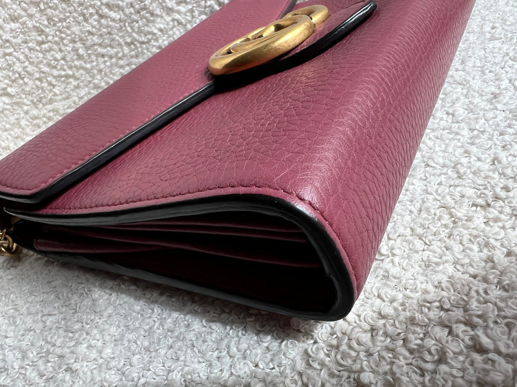 Gucci Rose Pink GG Marmont Chain Wallet (RRP £1195)