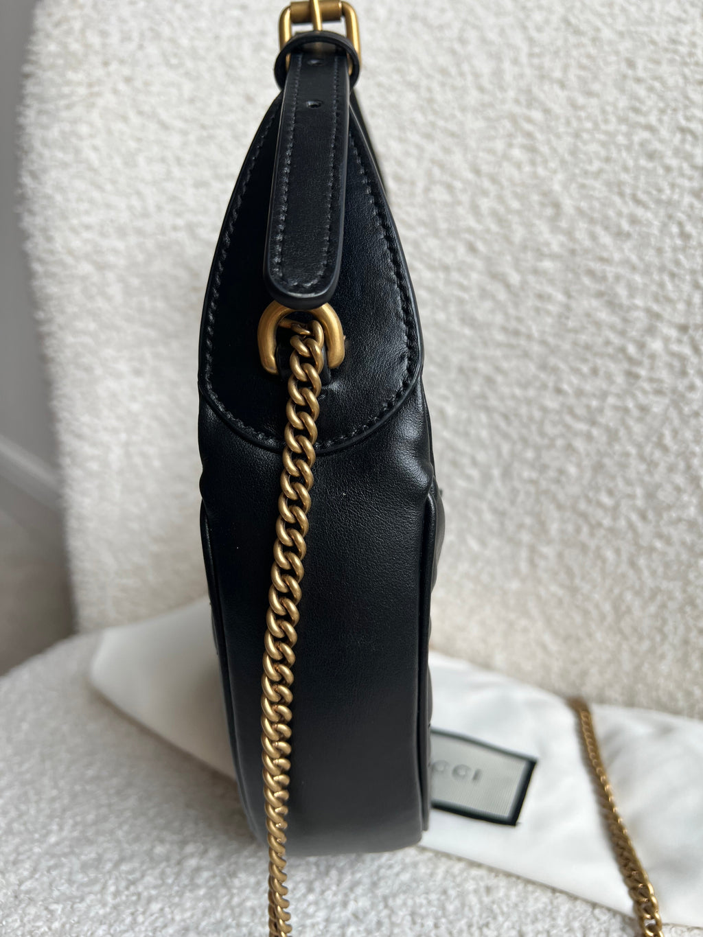 Gucci GG Black Mini Half Moon Marmont Shoulder Bag (RRP £1160)
