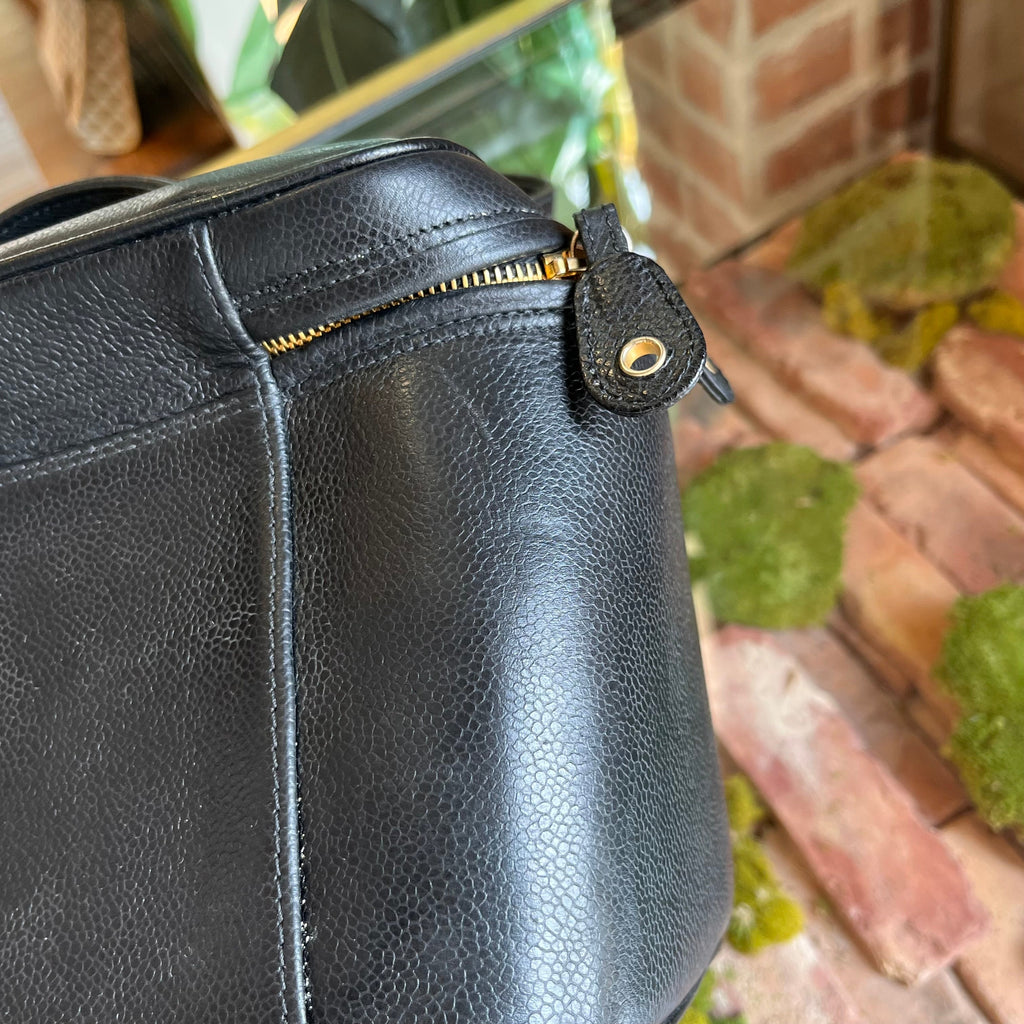 CHANEL Timeless Vanity Large Black Vintage Caviar Leather Top Handle Bag