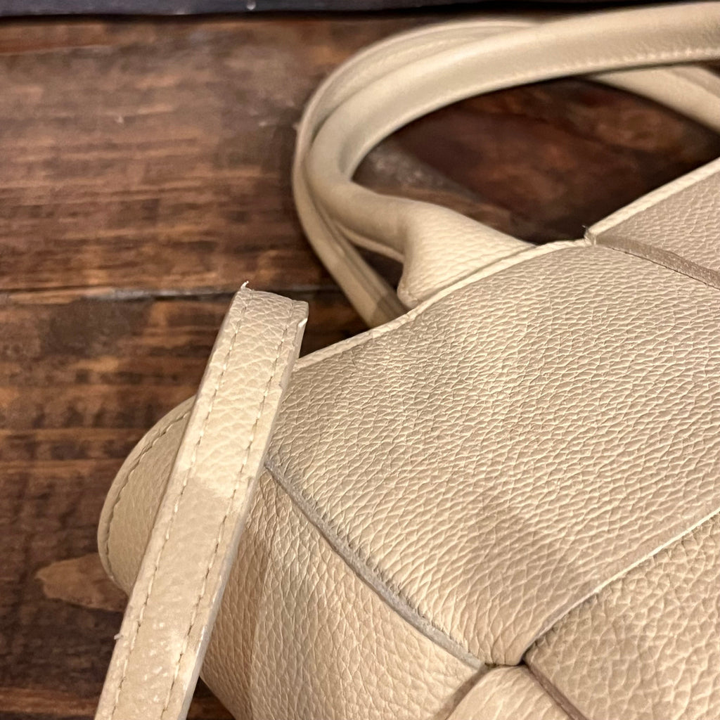 BOTTEGA VENETA Mini Arco Beige Grained Calfskin Tote Bag