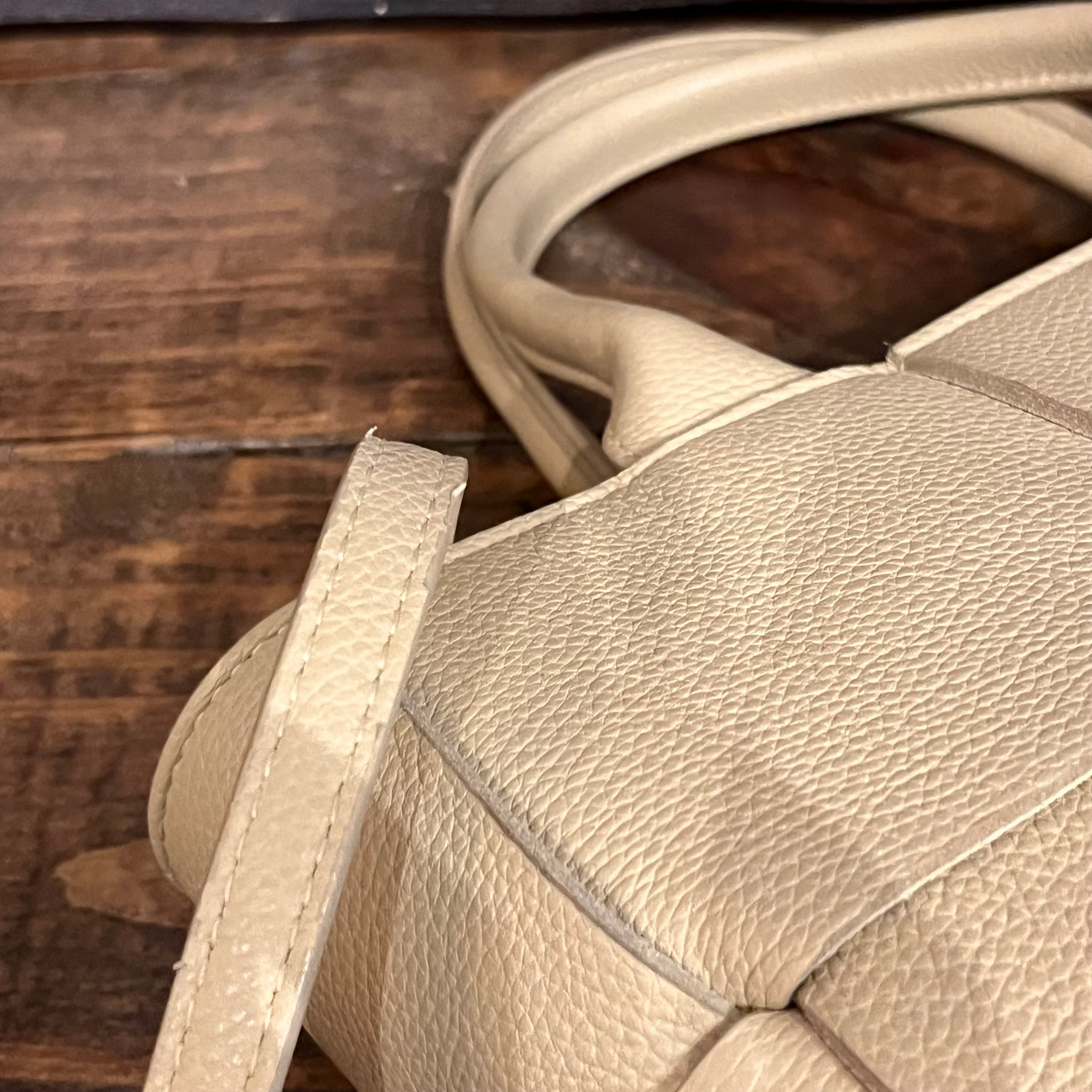 BOTTEGA VENETA Mini Arco Beige Grained Calfskin Tote Bag