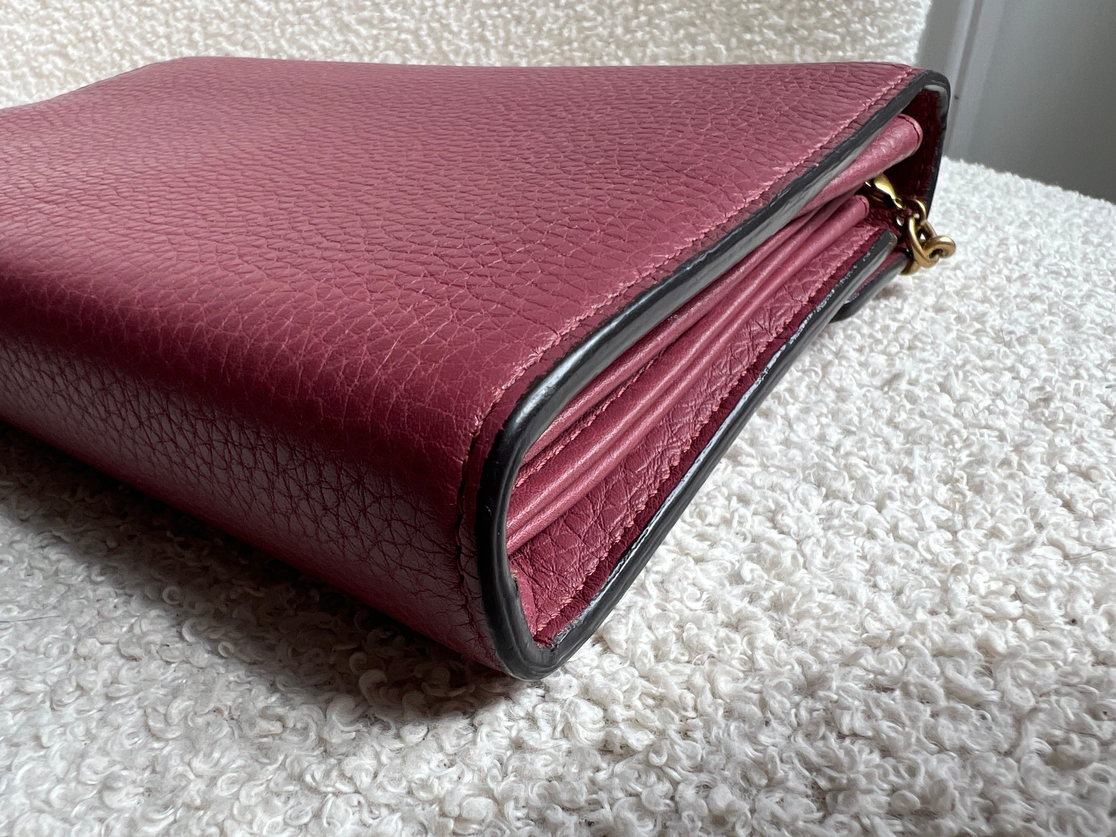 Gucci Rose Pink GG Marmont Chain Wallet (RRP £1195)