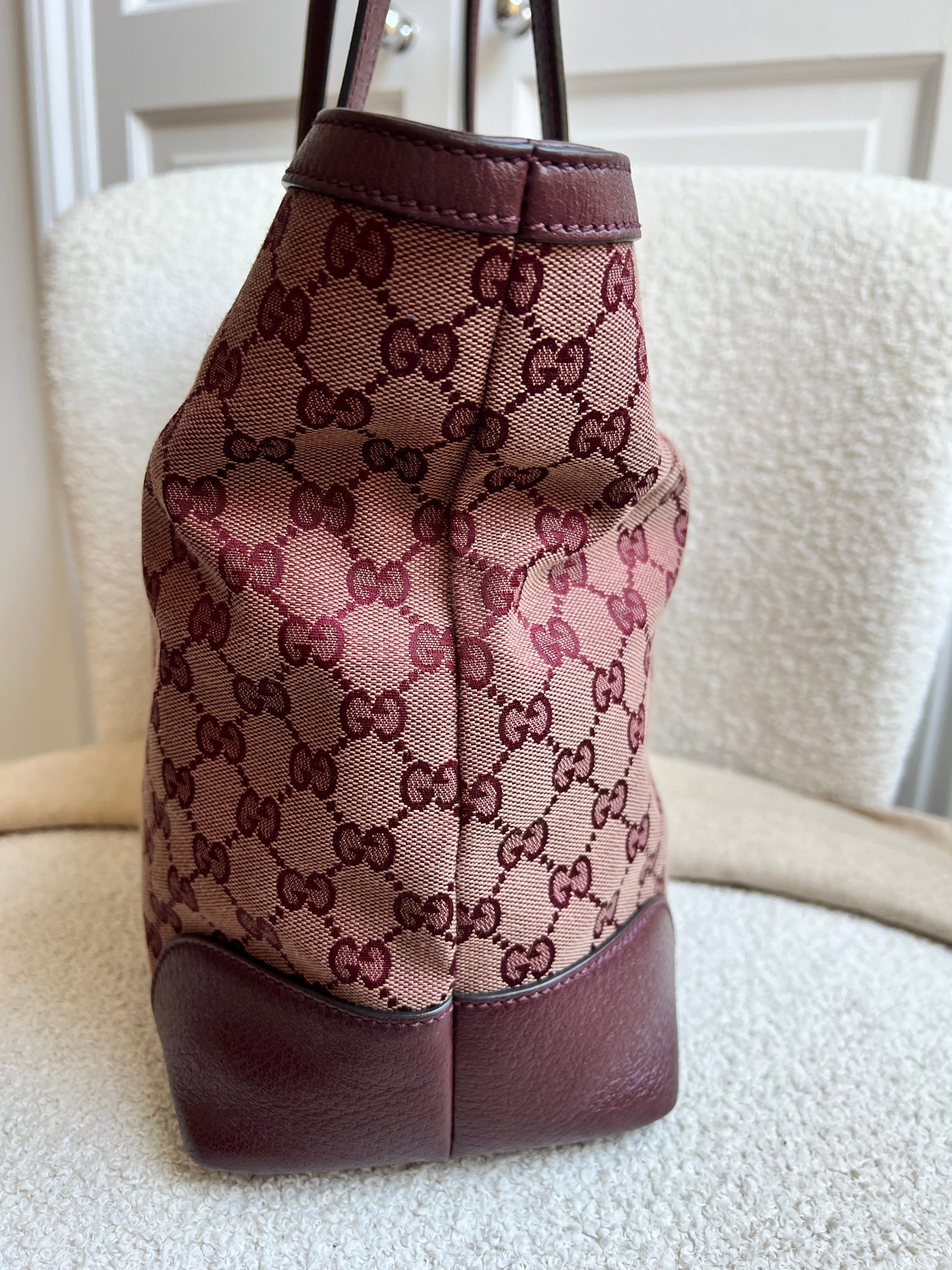 Gucci Burgundy Ophidia GG Supreme Medium Tote