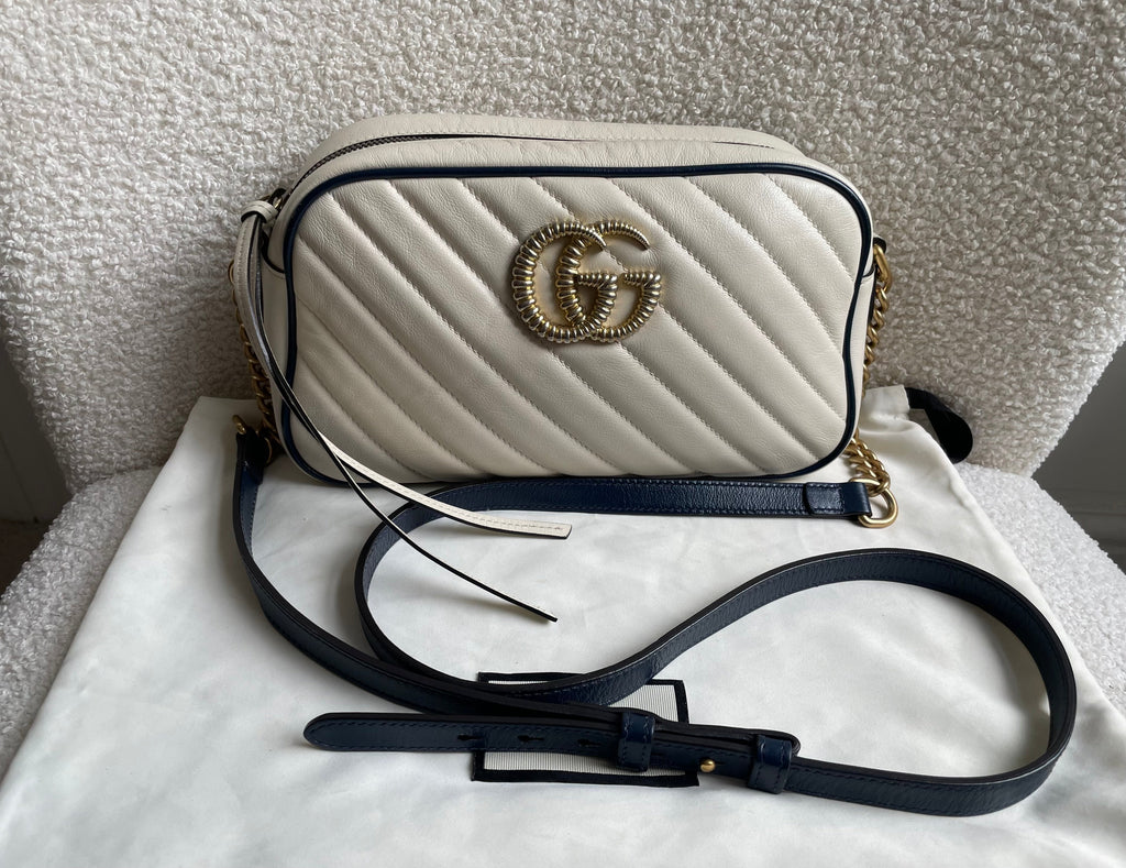 Gucci Torchon GG White Marmont Small Shoulder Bag