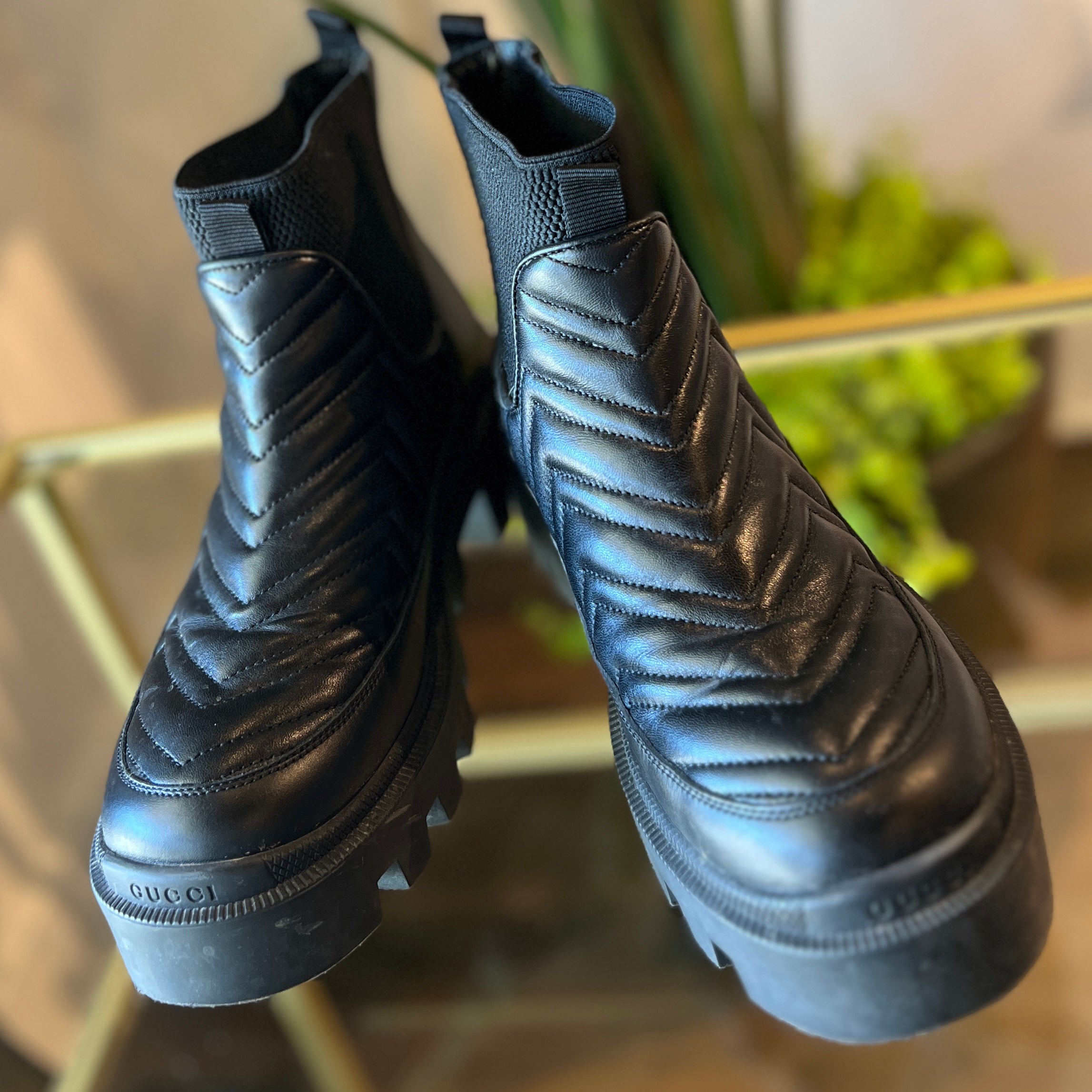 GUCCI GG Canvas Canvas Chelsea Boots SZ 37