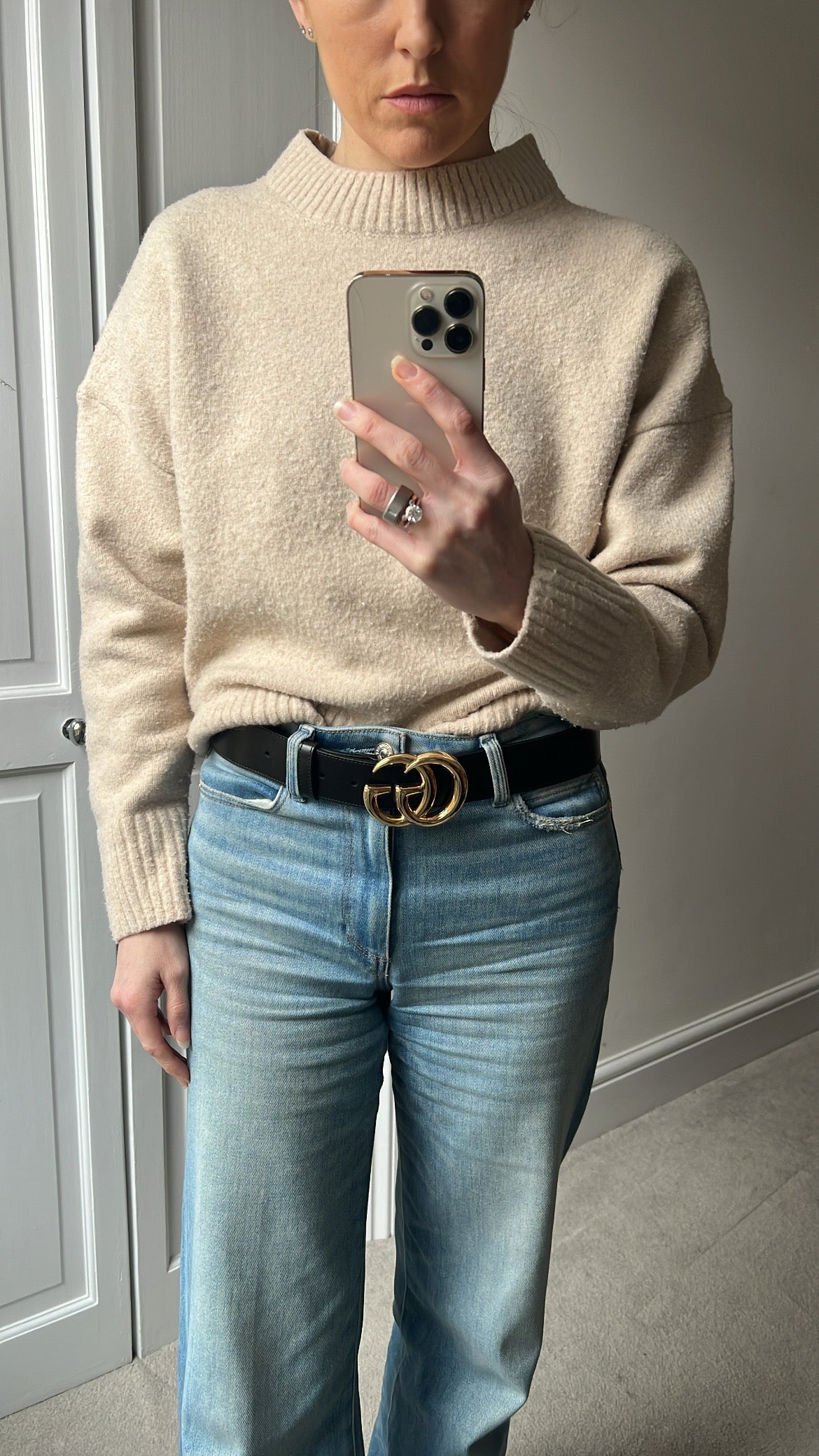 Gucci GG Marmont Black Wide Leather Belt with Shiny Gold Buckle (RRP £410)