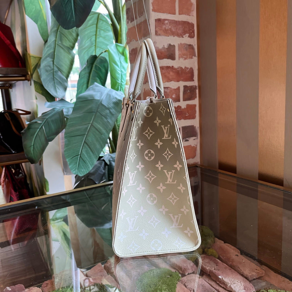 LOUIS VUITTON OnTheGo MM Sunset Kaki Spring in the City Monogram Canvas Tote