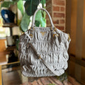 PRADA Gray Nappa Gaufre 2-Way Leather Tote Bag