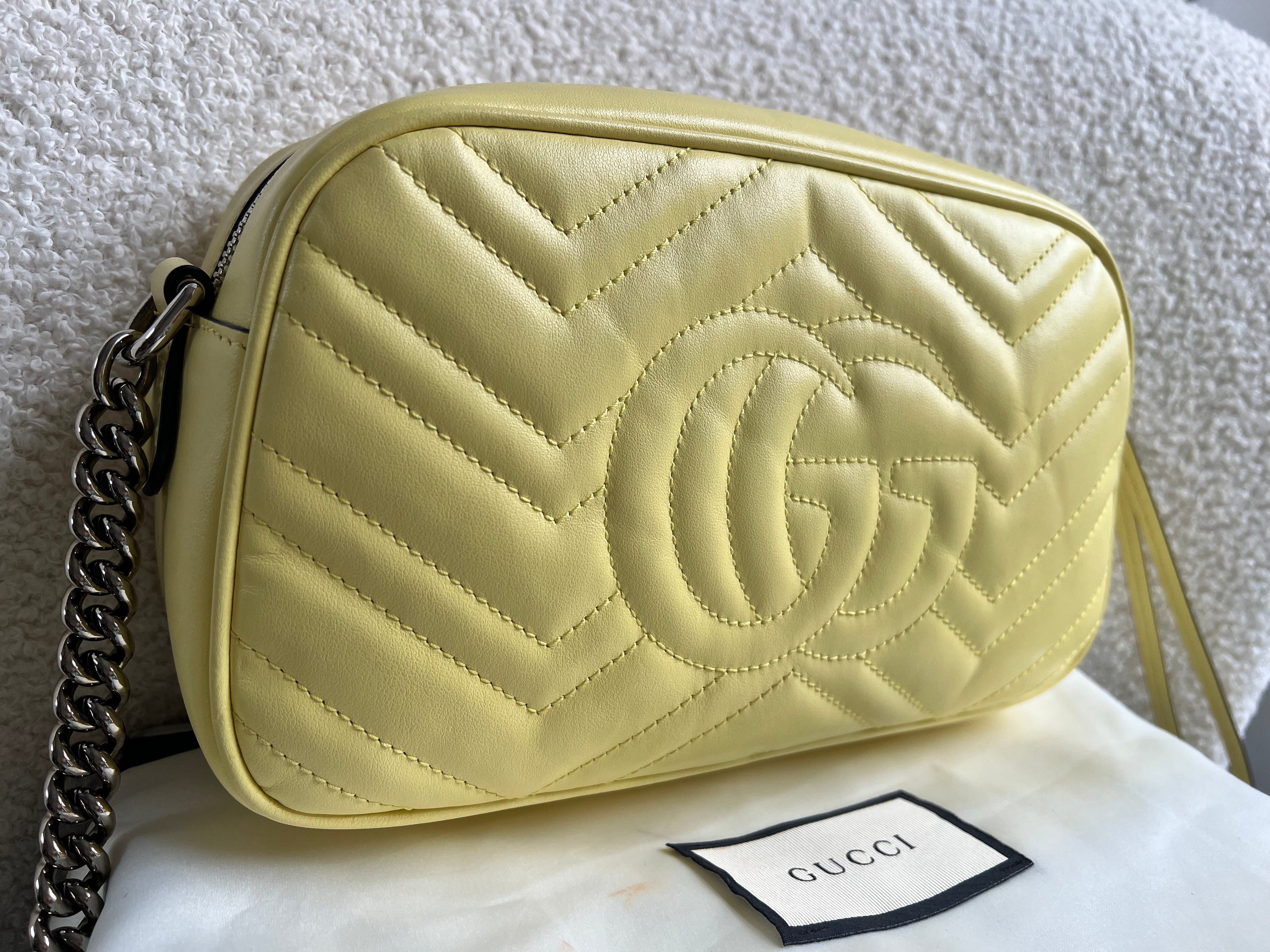 Gucci GG Pale Yellow Marmont Small Shoulder Bag (RRP £1440)