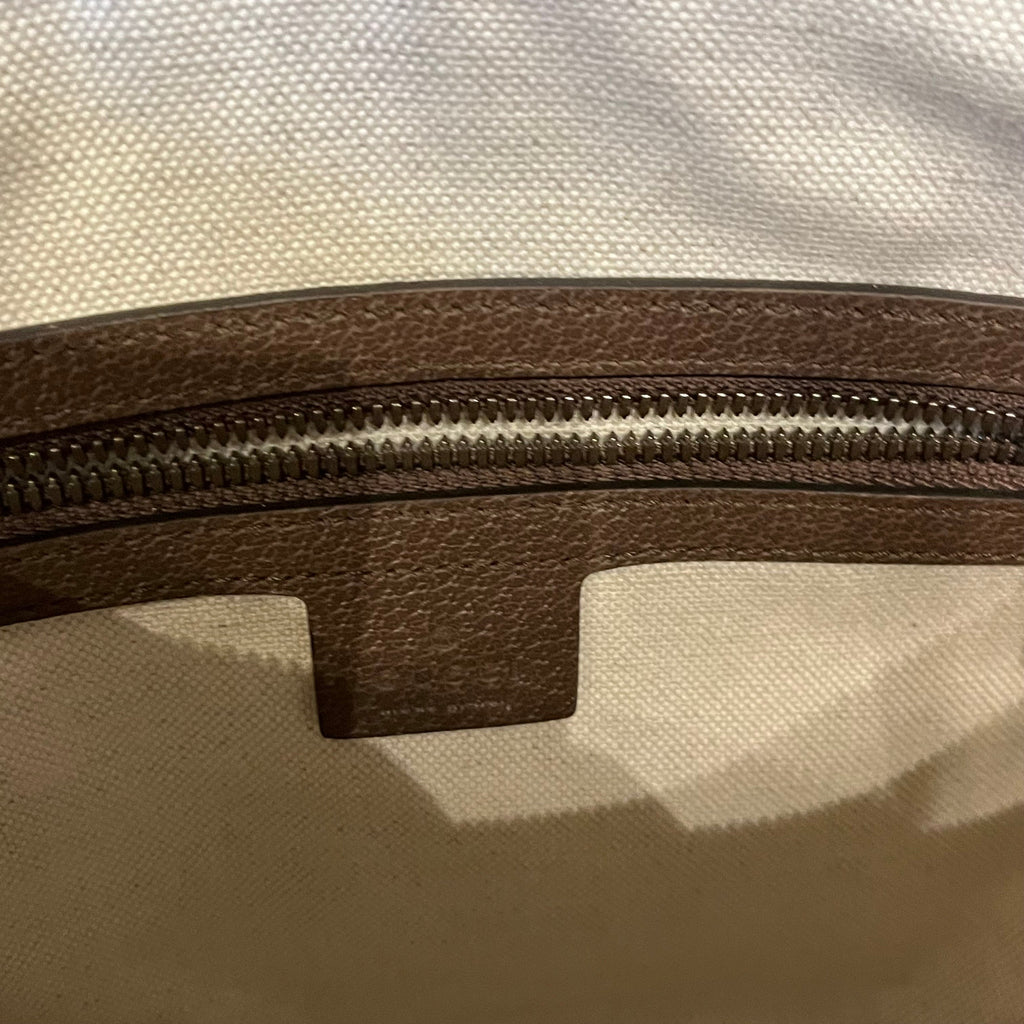 GUCCI Ophidia Half Moon Hobo Beige Ebony GG Coated Canvas Shoulder Bag