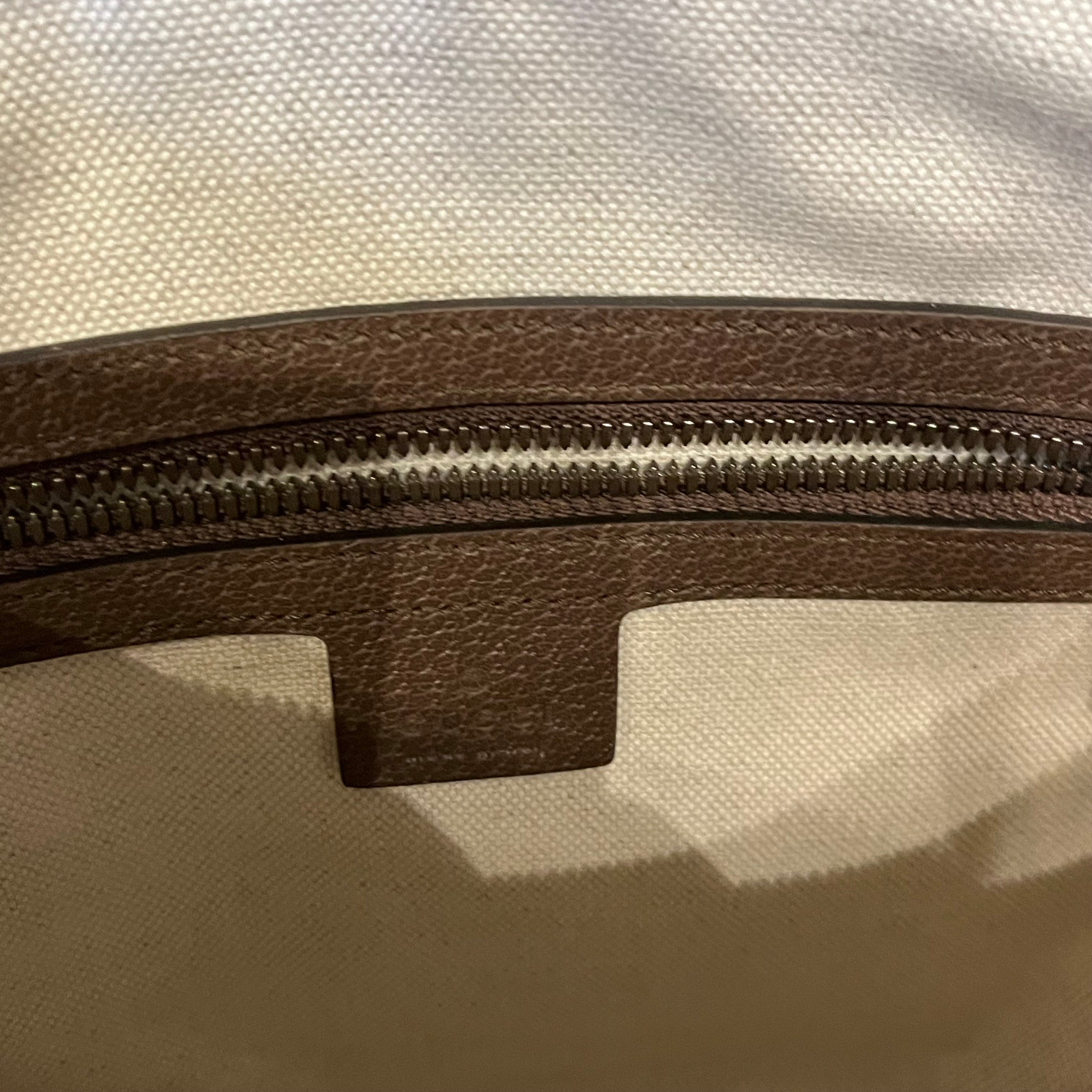 GUCCI Ophidia Half Moon Hobo Beige Ebony GG Coated Canvas Shoulder Bag