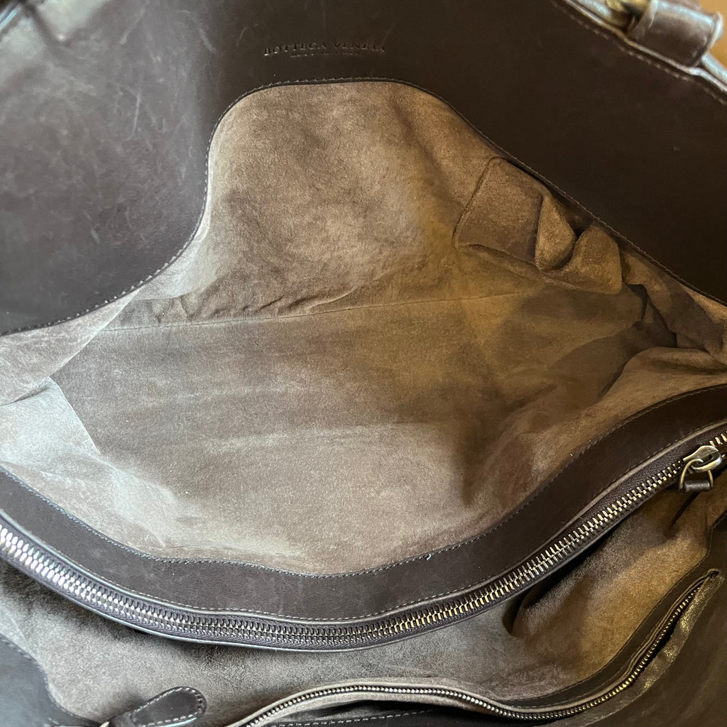 BOTTEGA VENETA Brown Mixed Leather Intrecciato Tote Bag