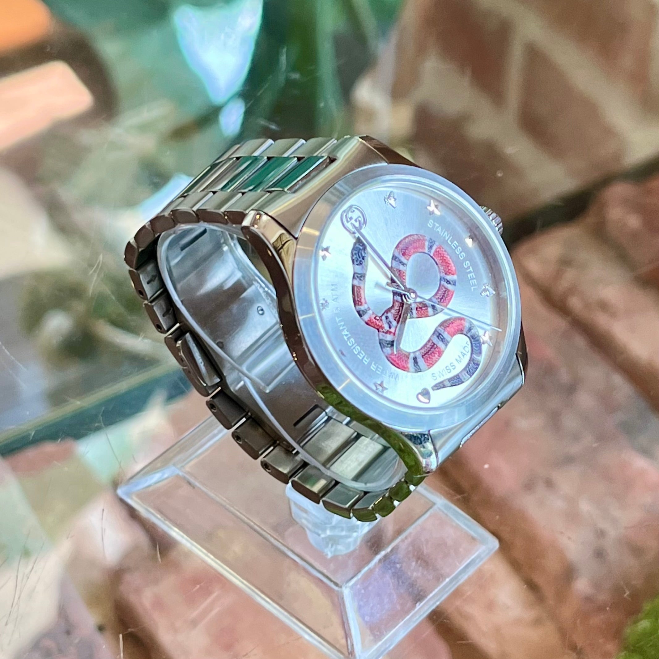 GUCCI G-Timeless King Snake Quartz Stainless Steel Watch