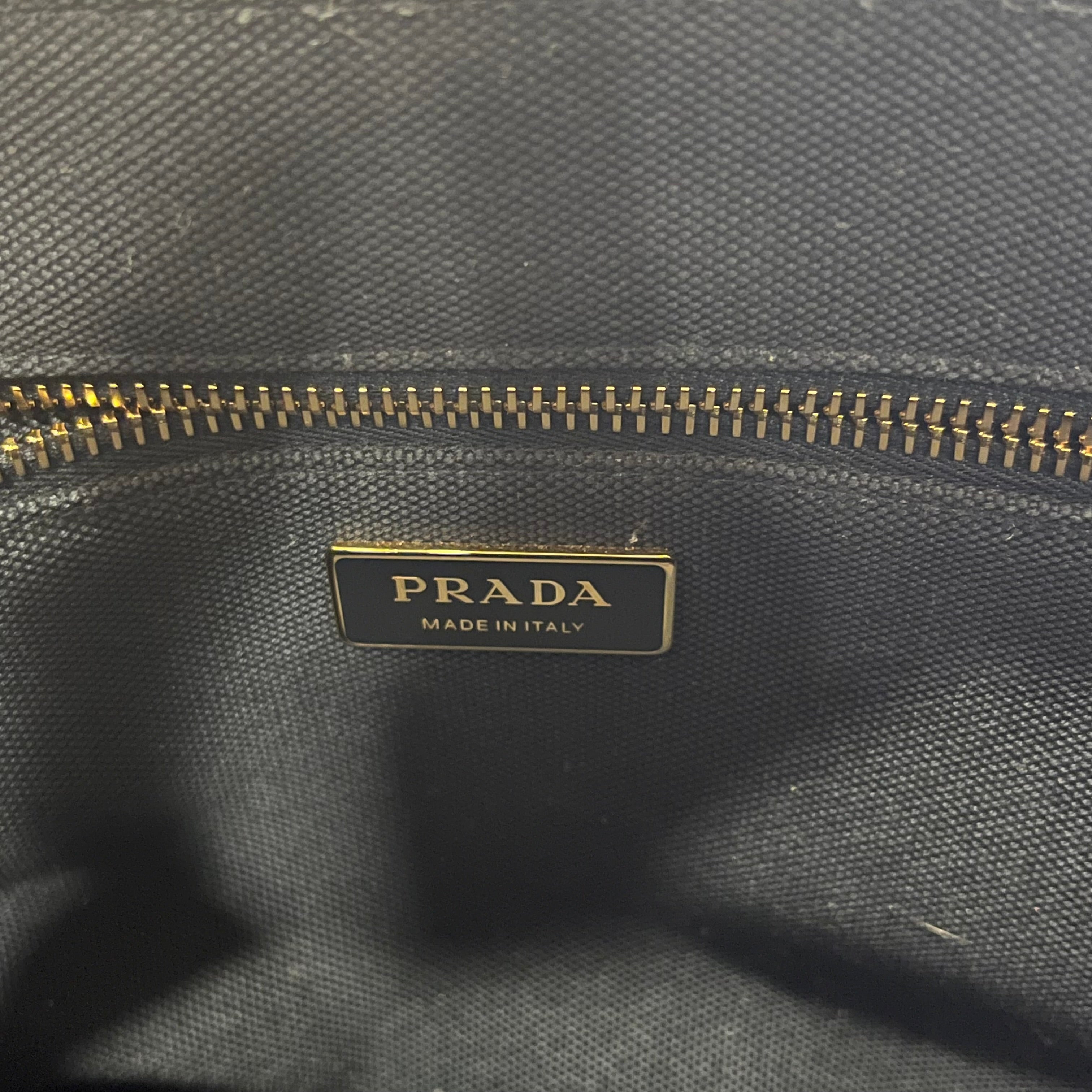 PRADA Jardinière Large Navy Blue Cotton Canvas Tote