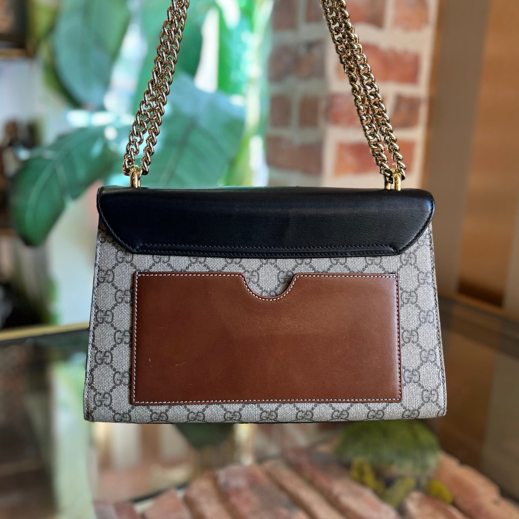 GUCCI Padlock Large Brown GG Supreme Canvas Shoulder Bag