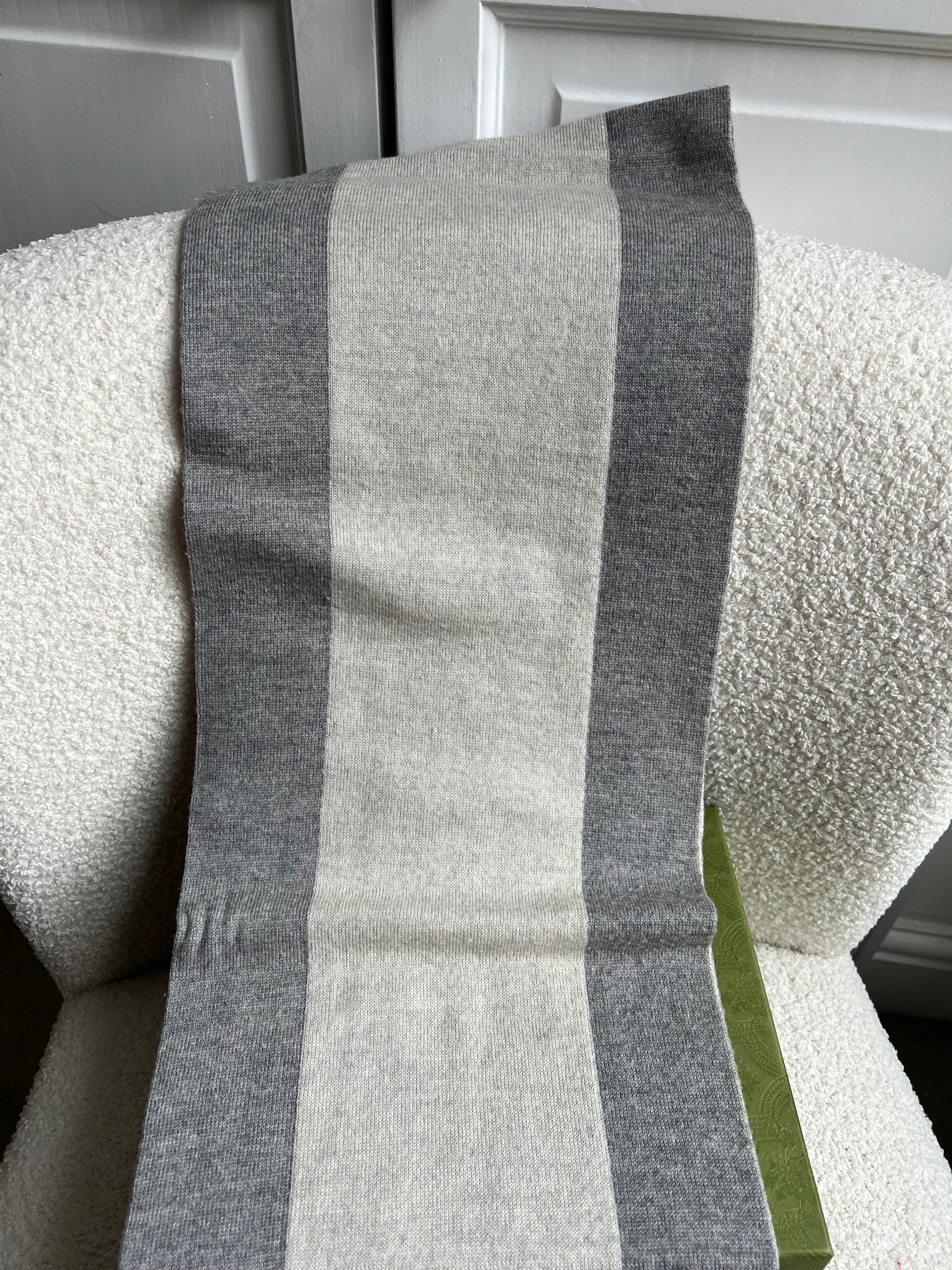 Gucci Grey GG Wool Scarf
