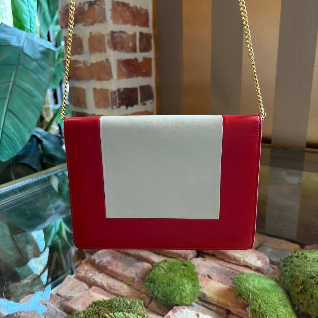CELINE Red Leather Frame Small Crossbody