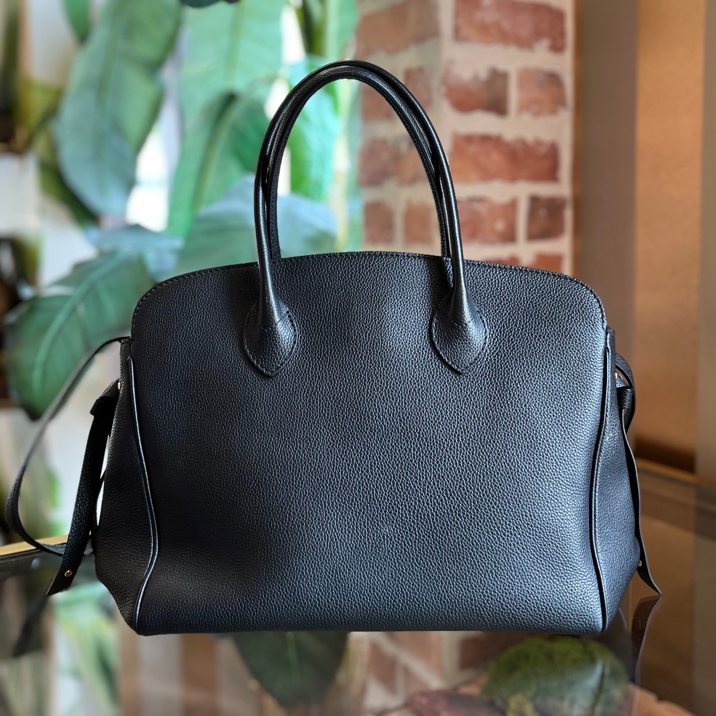 LOUIS VUITTON Milla MM Black Veau Nuage Leather Tote Bag