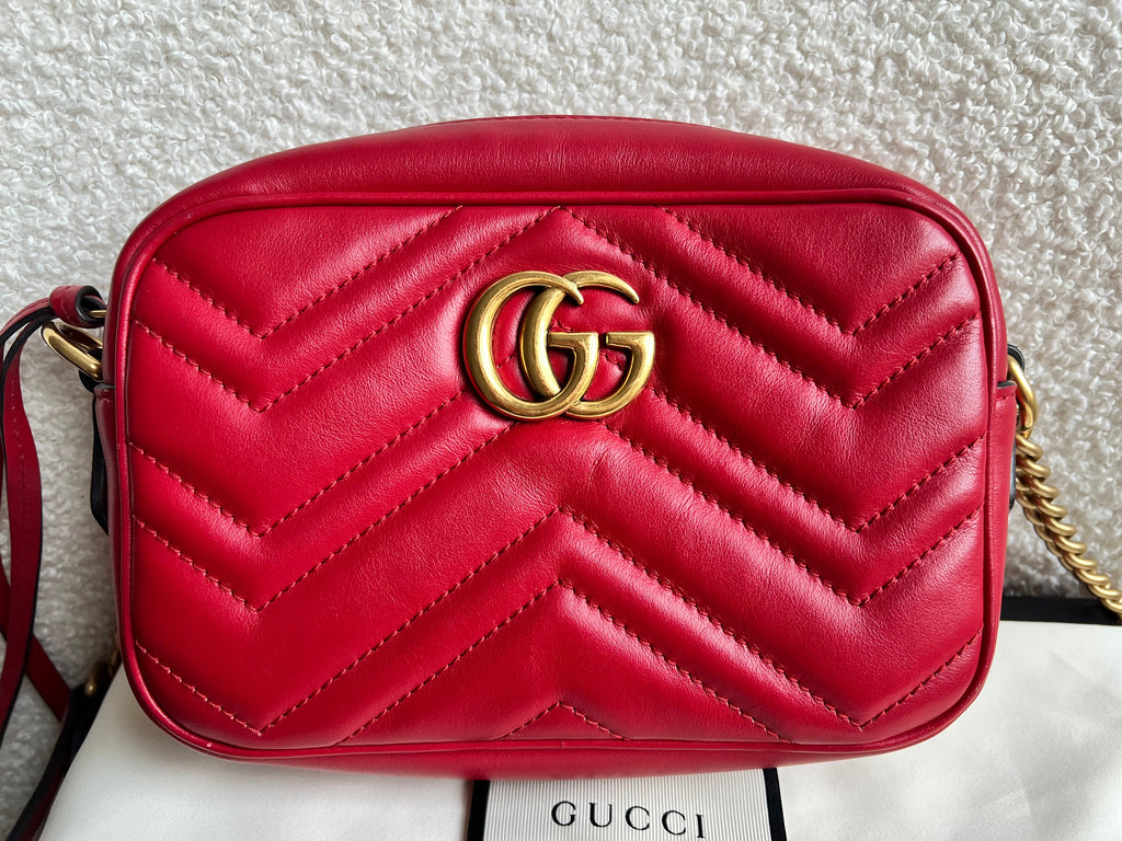 Gucci GG Hibiscus Red Marmont Mini Shoulder Bag (RRP £1360)