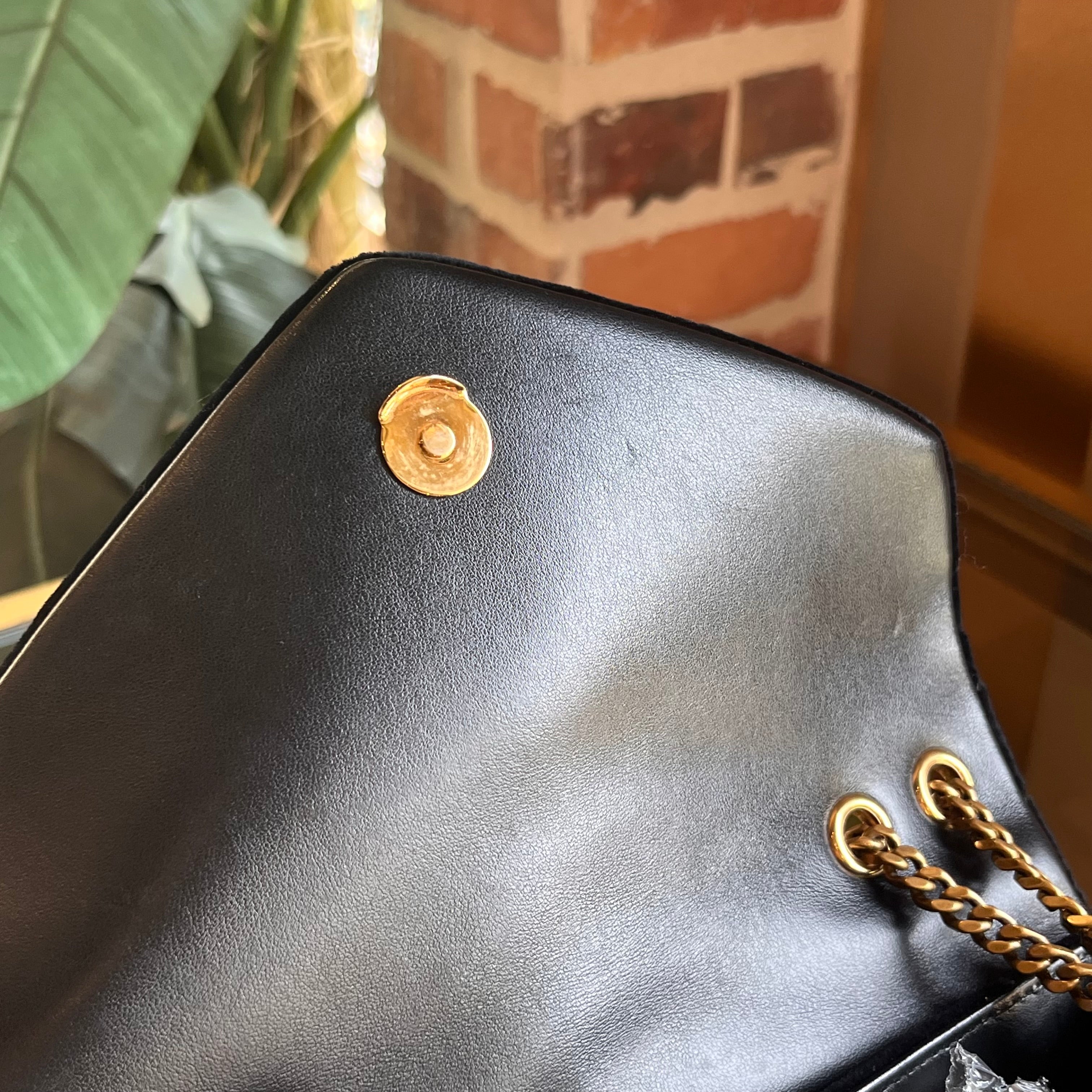 SAINT LAURENT Loulou Small Black Velvet Y Quilted Matelassé Crossbody Bag