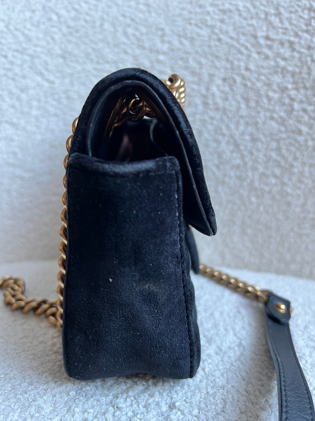 Gucci GG Black Velvet Marmont Mini Shoulder Bag (RRP £1395)