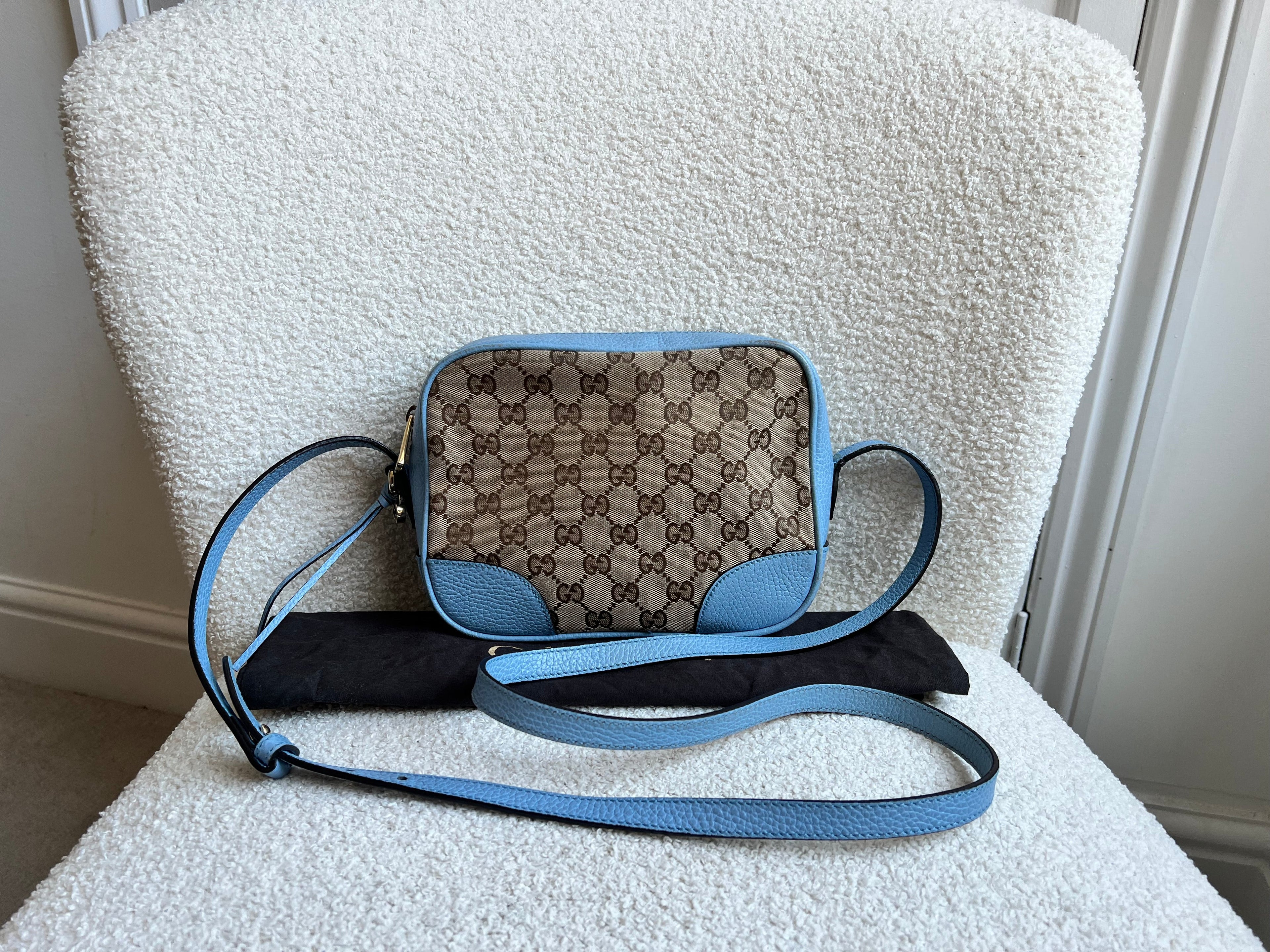 Gucci Bree GG Canvas Light Blue Small Messenger Bag