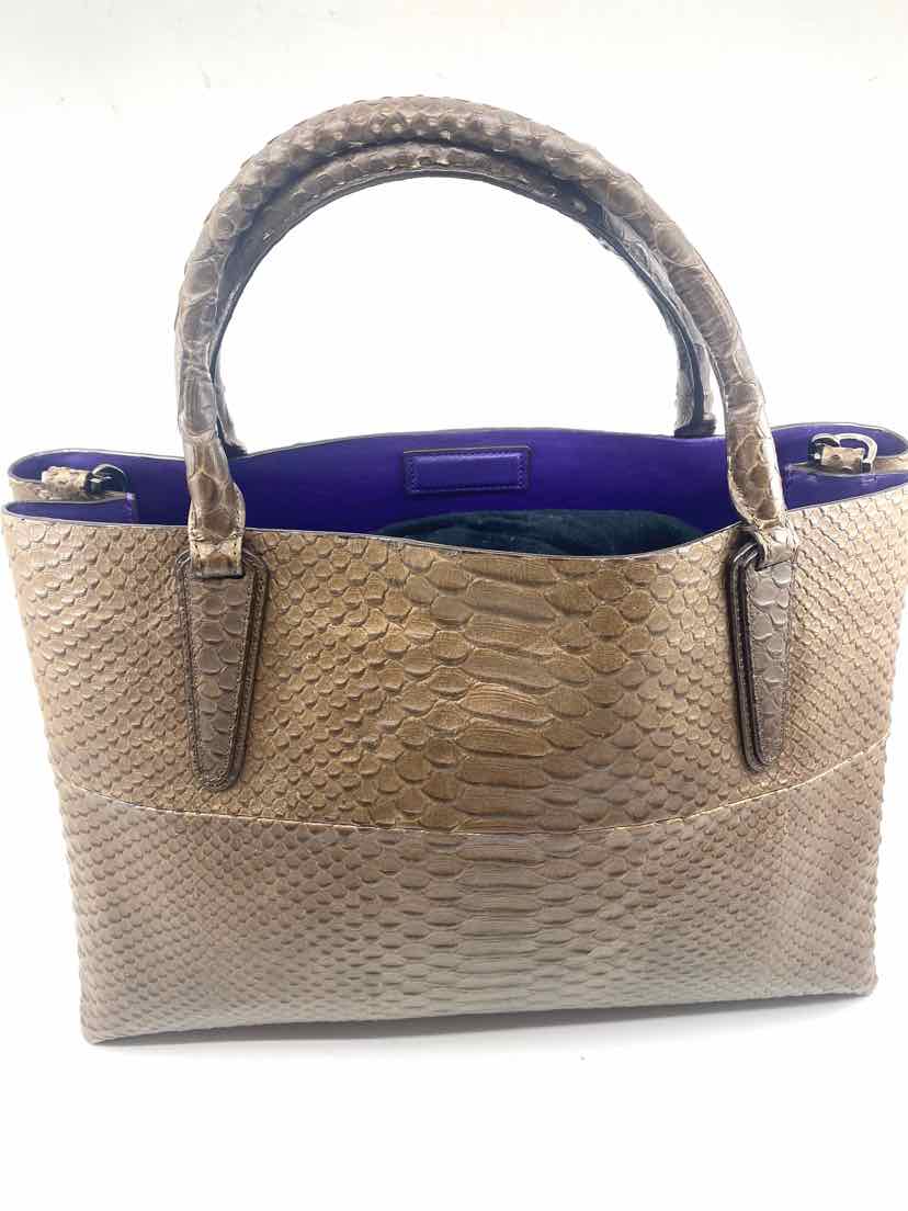 COACH Brown Python Solid Handbag