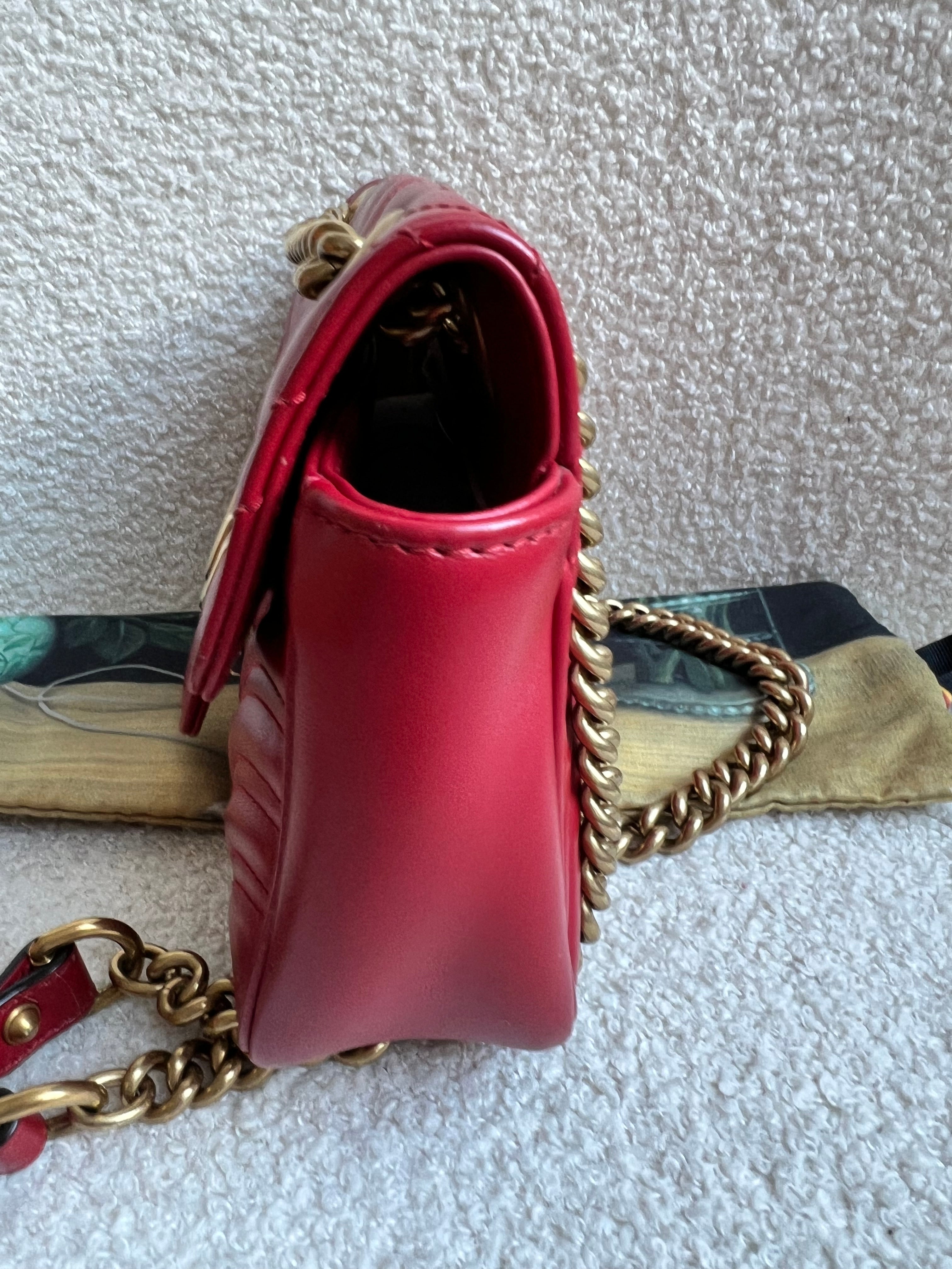 Gucci GG Hibiscus Red Marmont Mini Shoulder Bag (RRP £1,890)