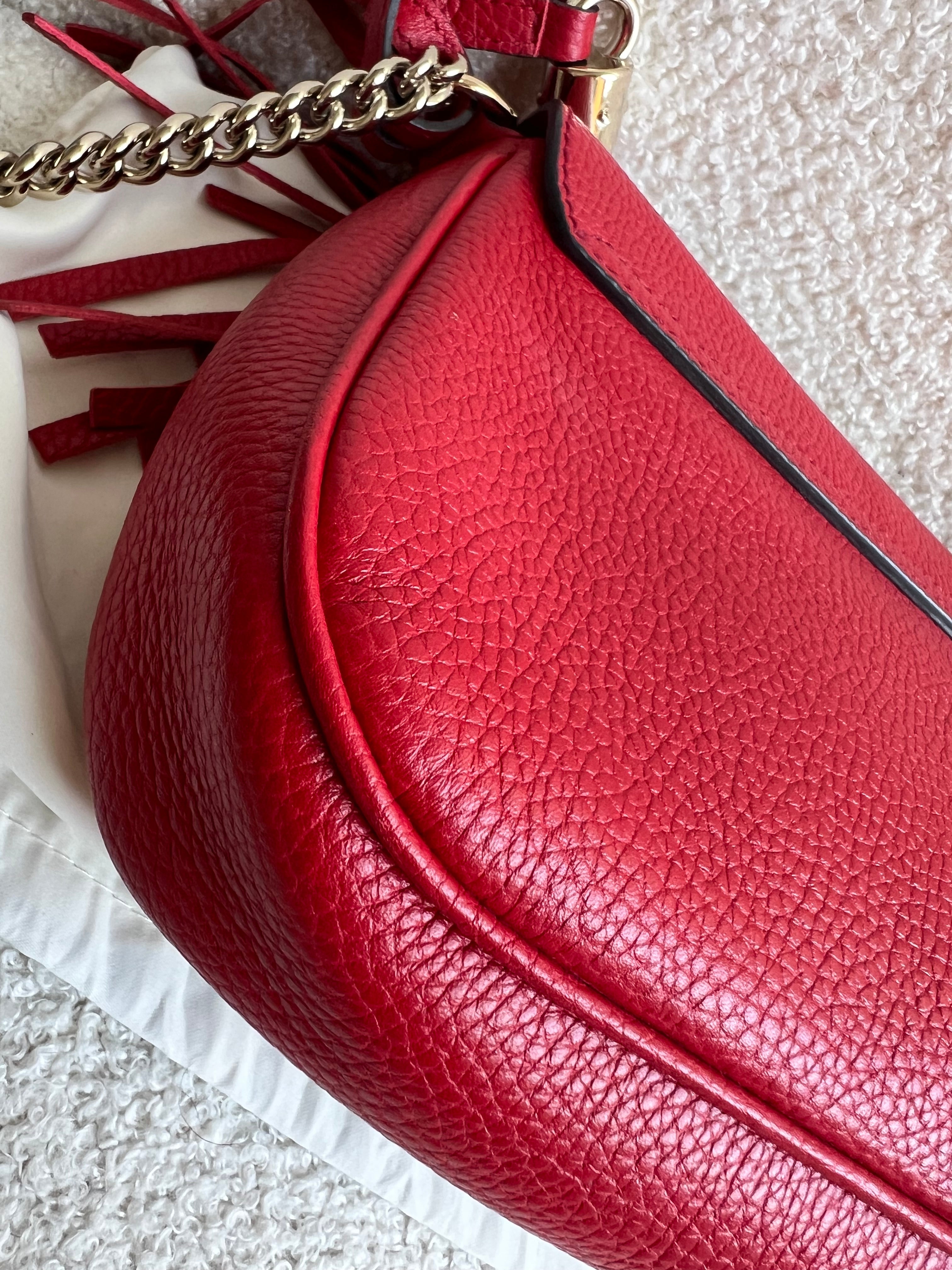 Gucci Red Soho Chain Crossbody Flap Bag
