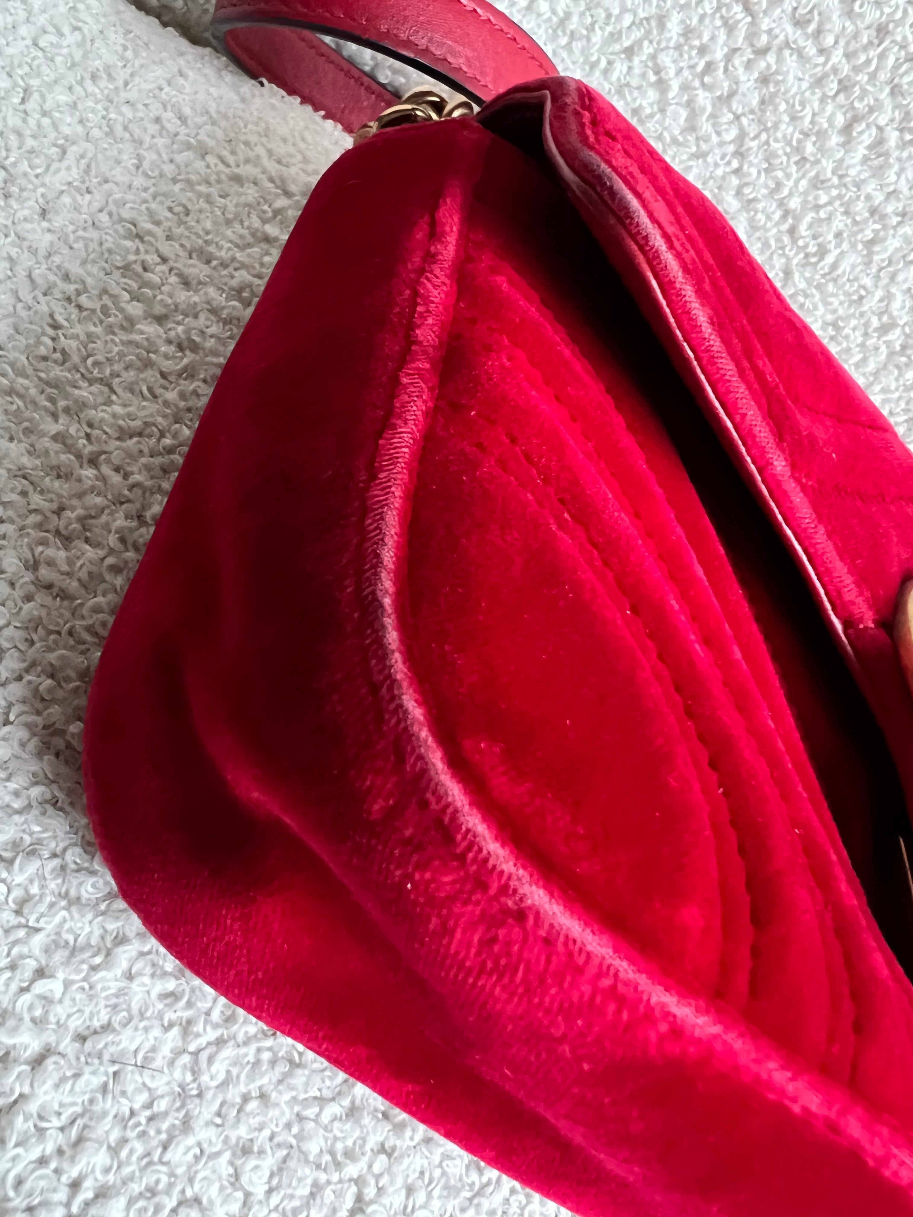 Gucci GG Mini Red Velvet Marmont Mini Shoulder Bag (RRP £1295)