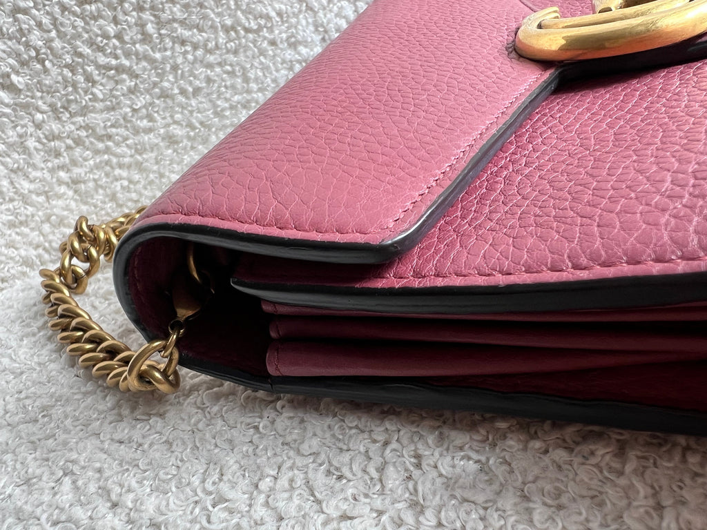Gucci Rose Pink GG Marmont Chain Wallet (RRP £1195)