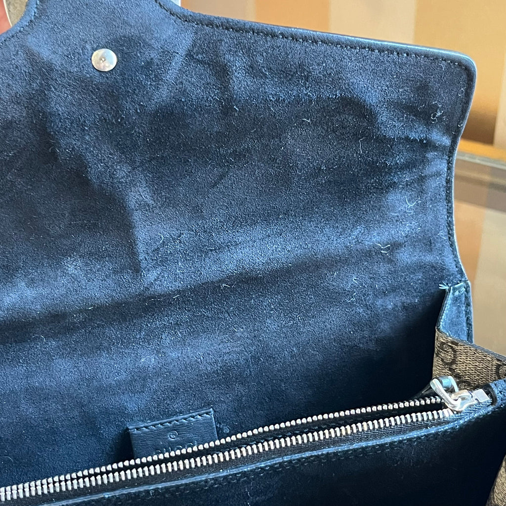 GUCCI Small Dionysus Black GG Supreme Monogram Shoulder Bag