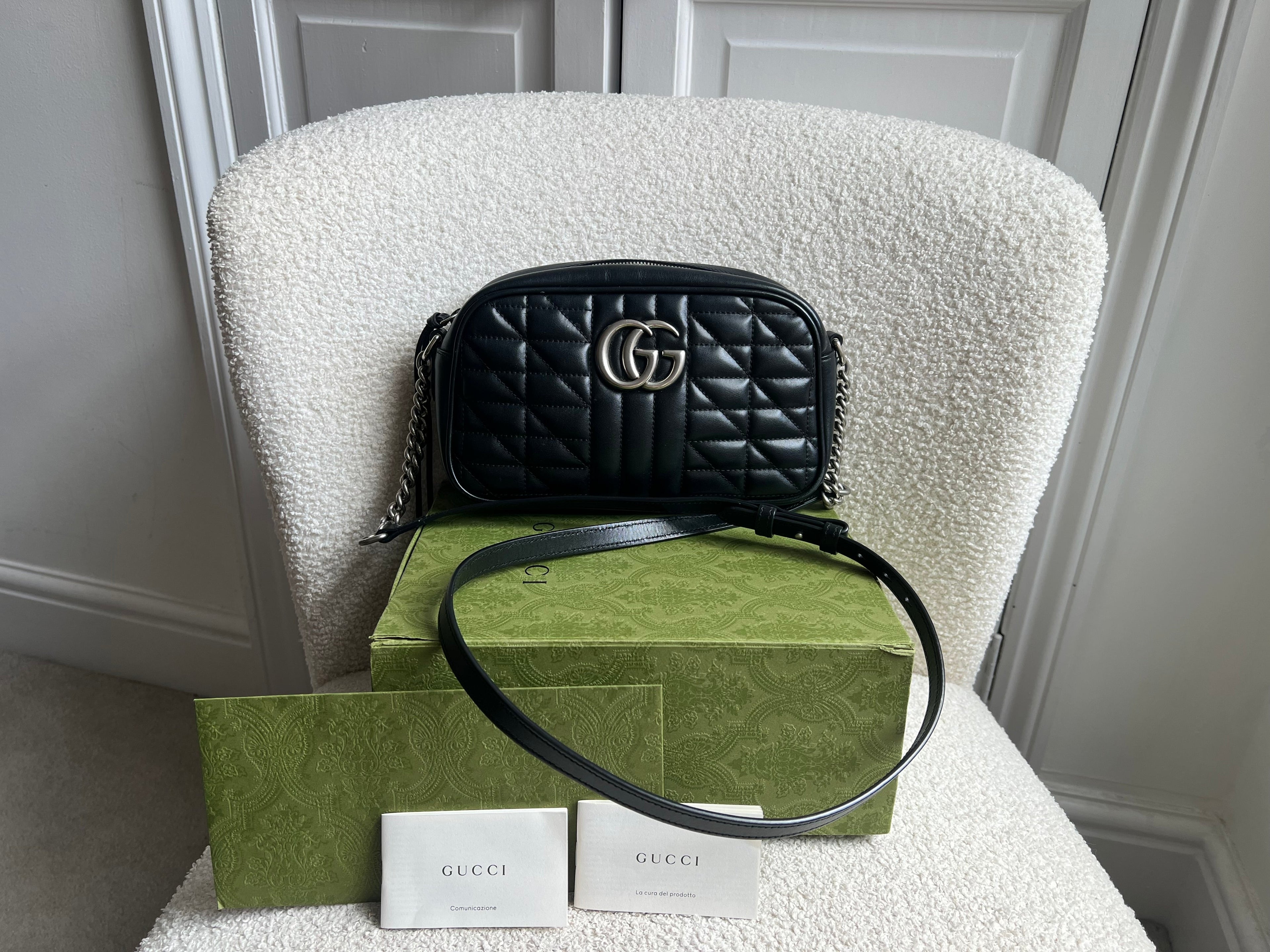 Gucci Aria GG Black Marmont Small Shoulder Bag (RRP £1440)