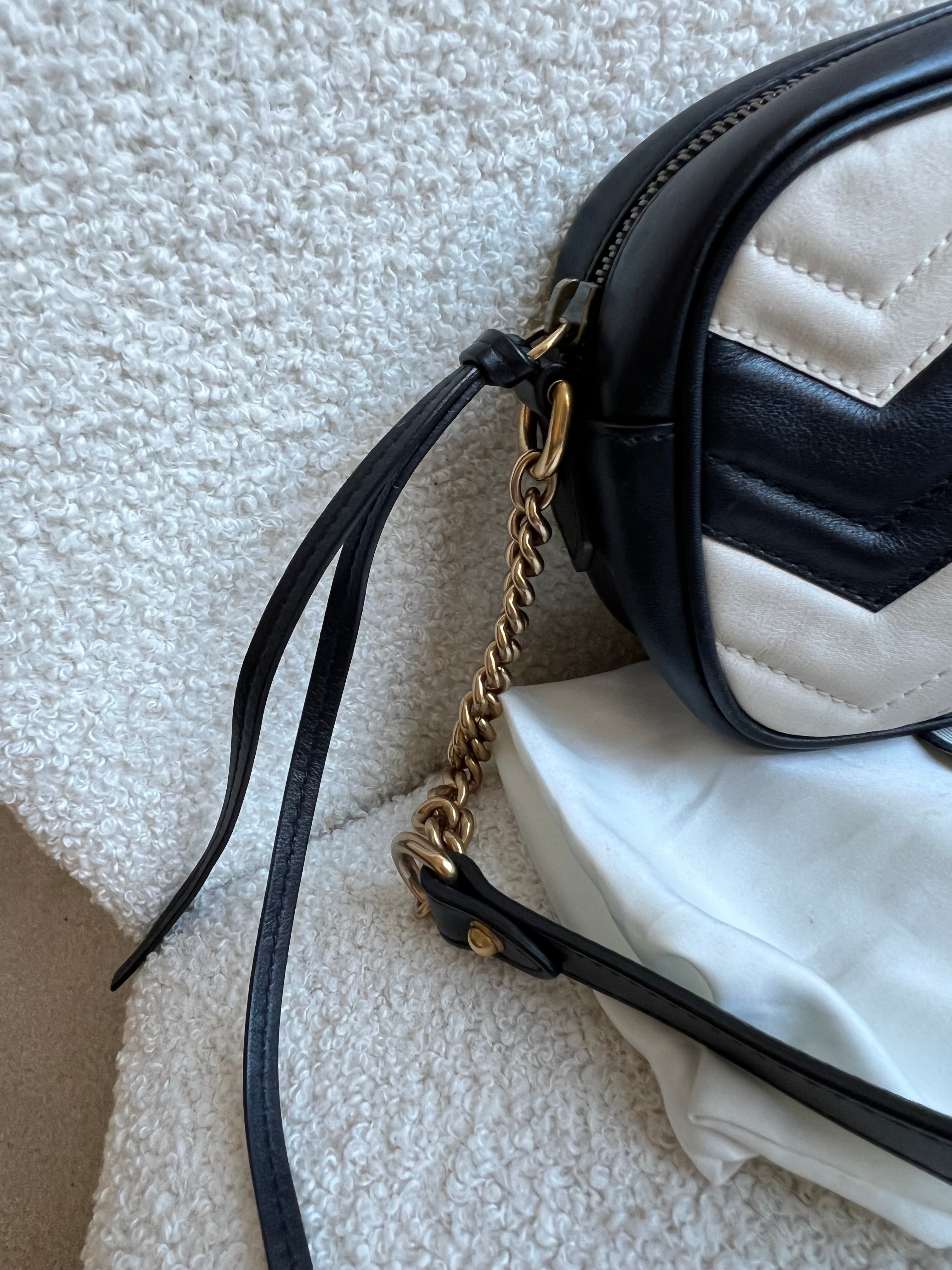 Gucci GG Black and White Marmont Mini Shoulder Bag (RRP £1,360)