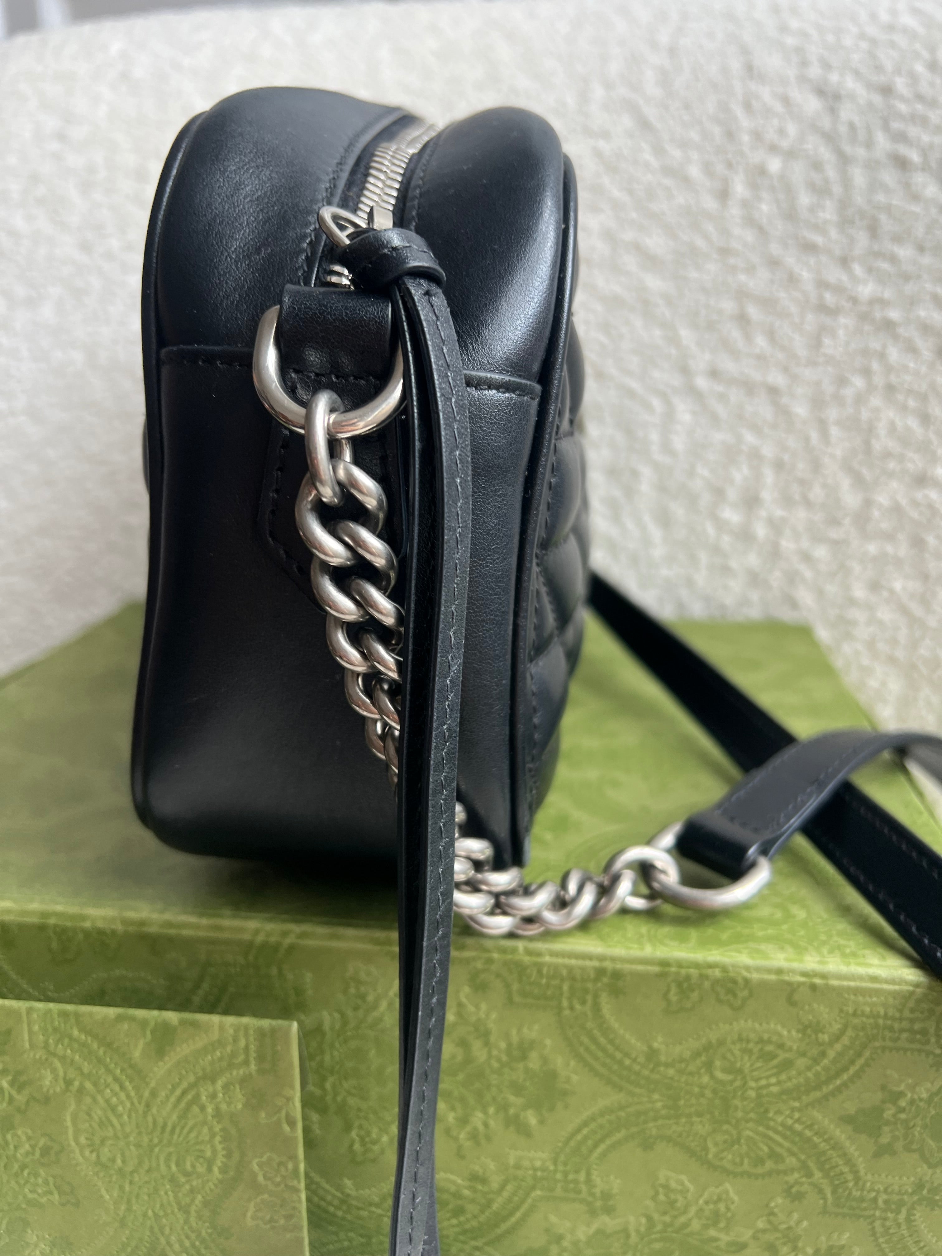 Gucci Aria GG Black Marmont Small Shoulder Bag (RRP £1440)