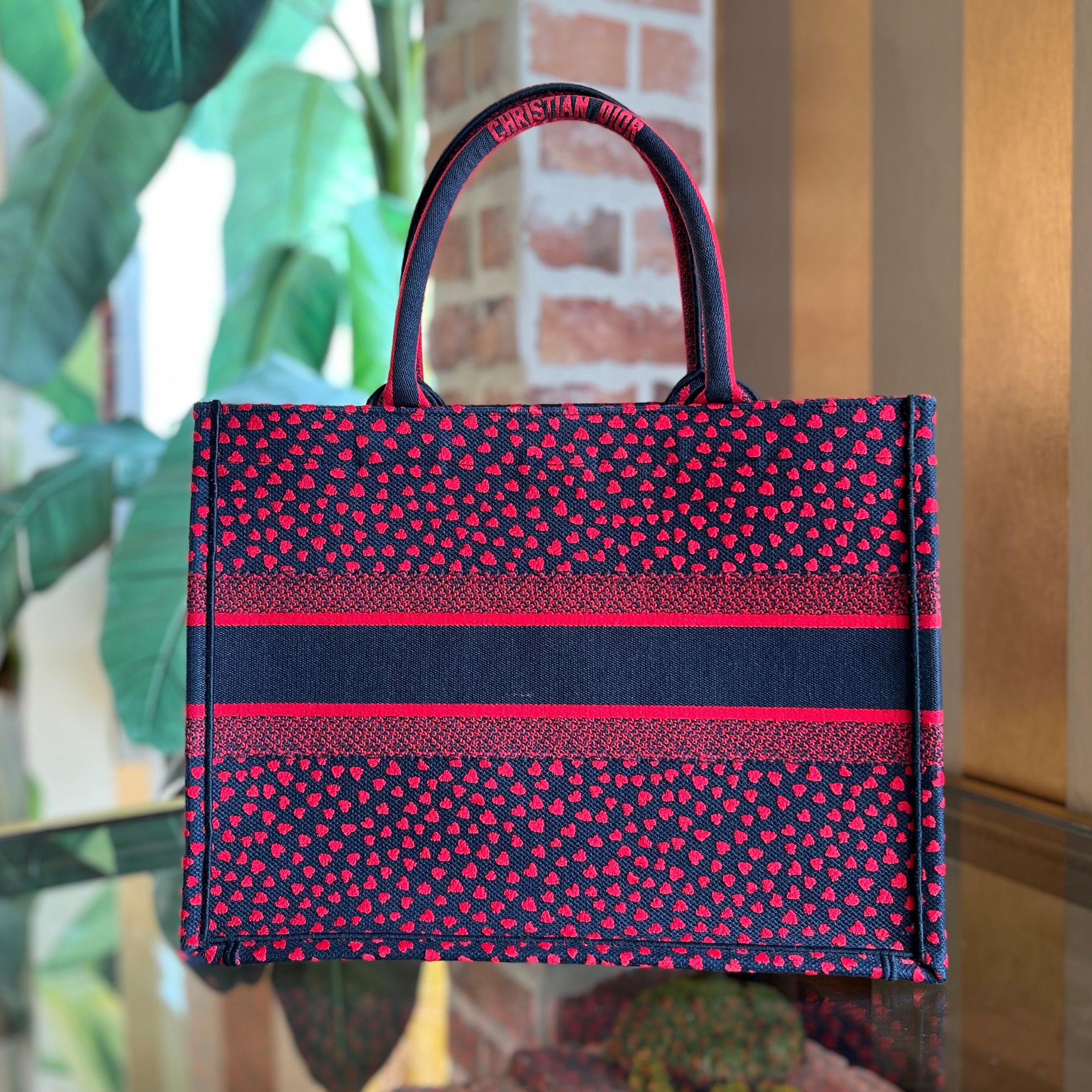 CHRISITAN DIOR Book Medium Heart Canvas Tote