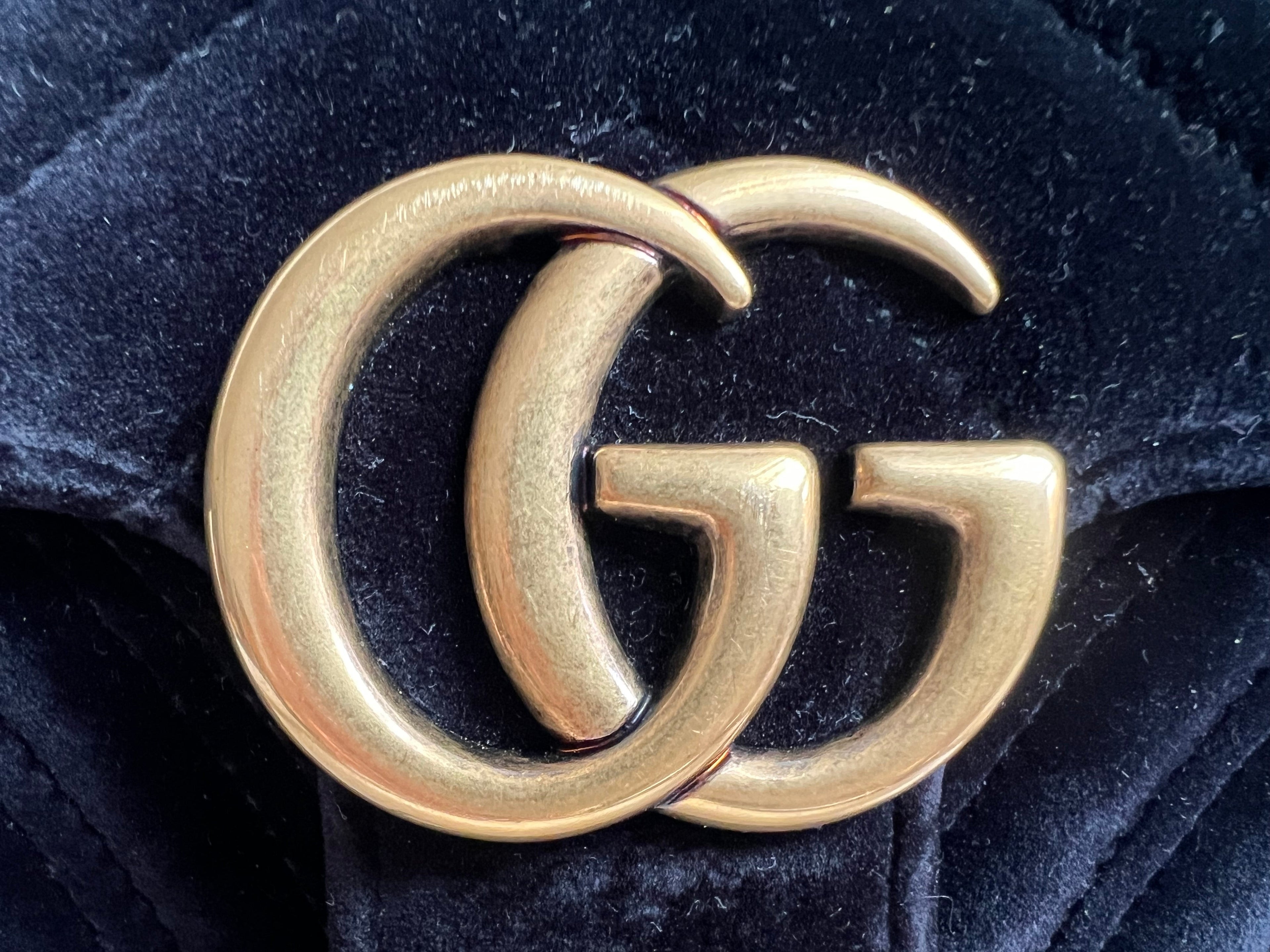 Gucci GG Black Velvet Marmont Mini Shoulder Bag (RRP £1395)